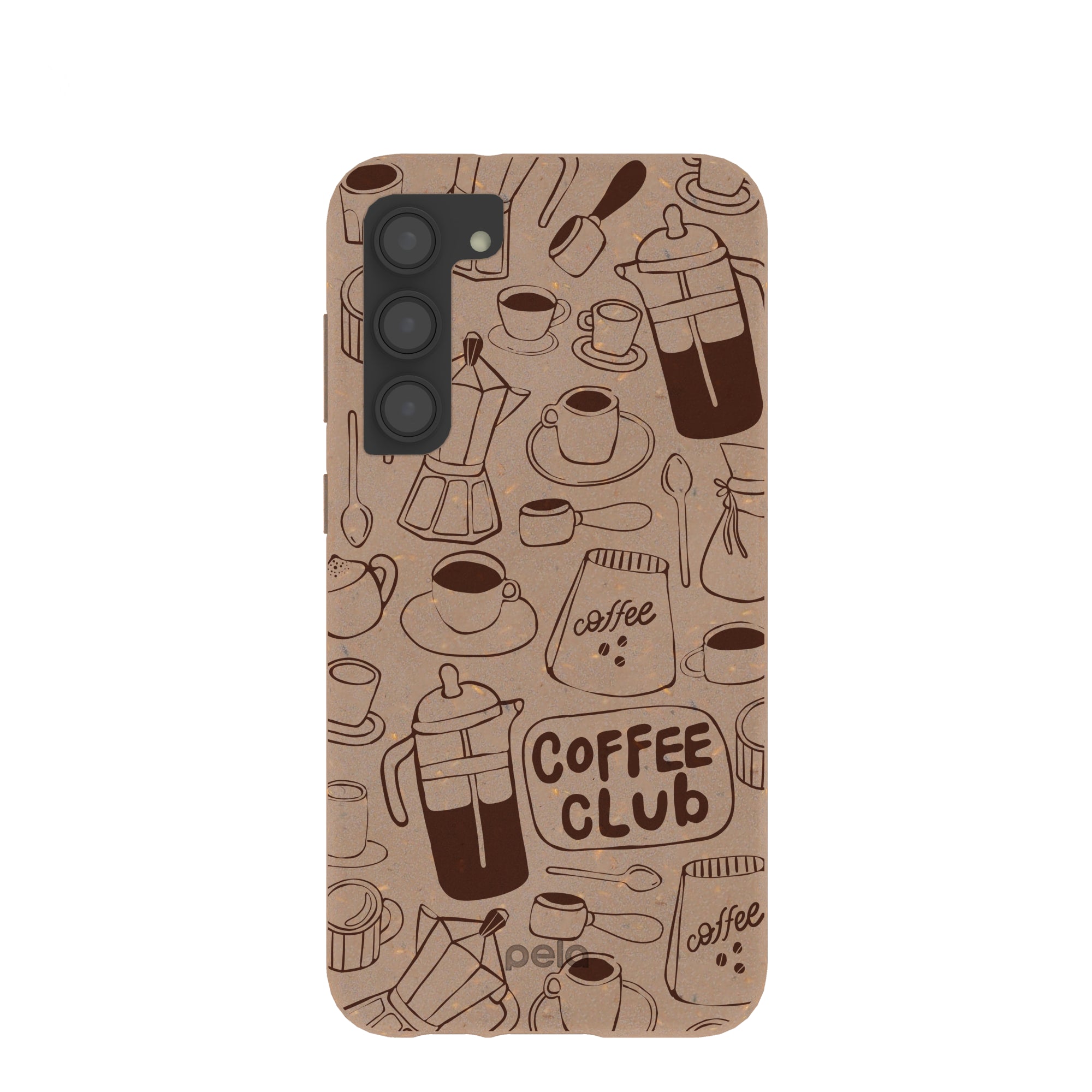 Chocolate Brown Coffee Club Samsung Galaxy S23+(Plus) Case Refurbished - Pela Case refurbished available on Cerqular