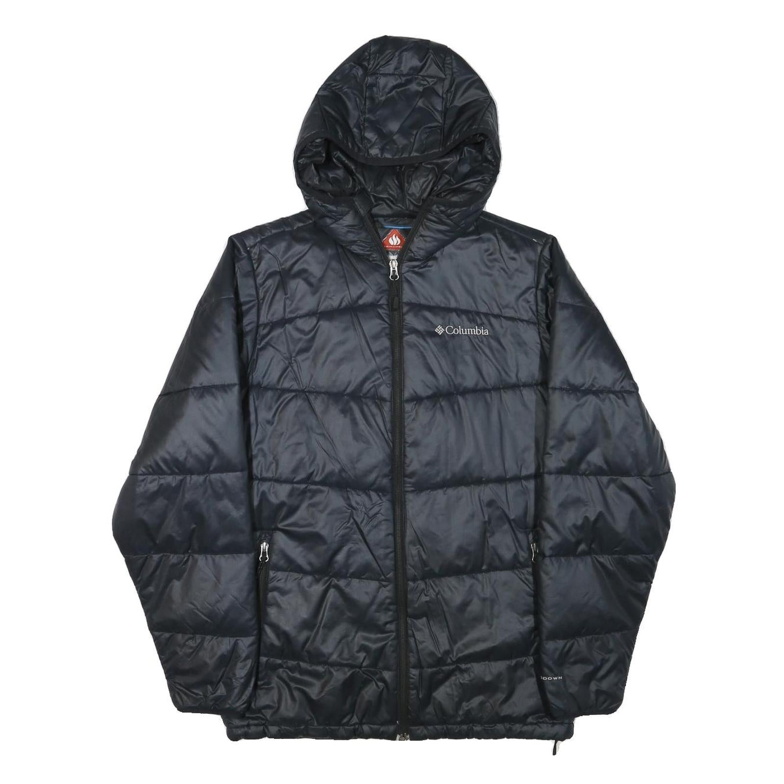 COLUMBIA Mens Black Hooded Jacket S Polyester Blend Quilted Outdoor Warm Refurbished - N/A refurbished available on Cerqular