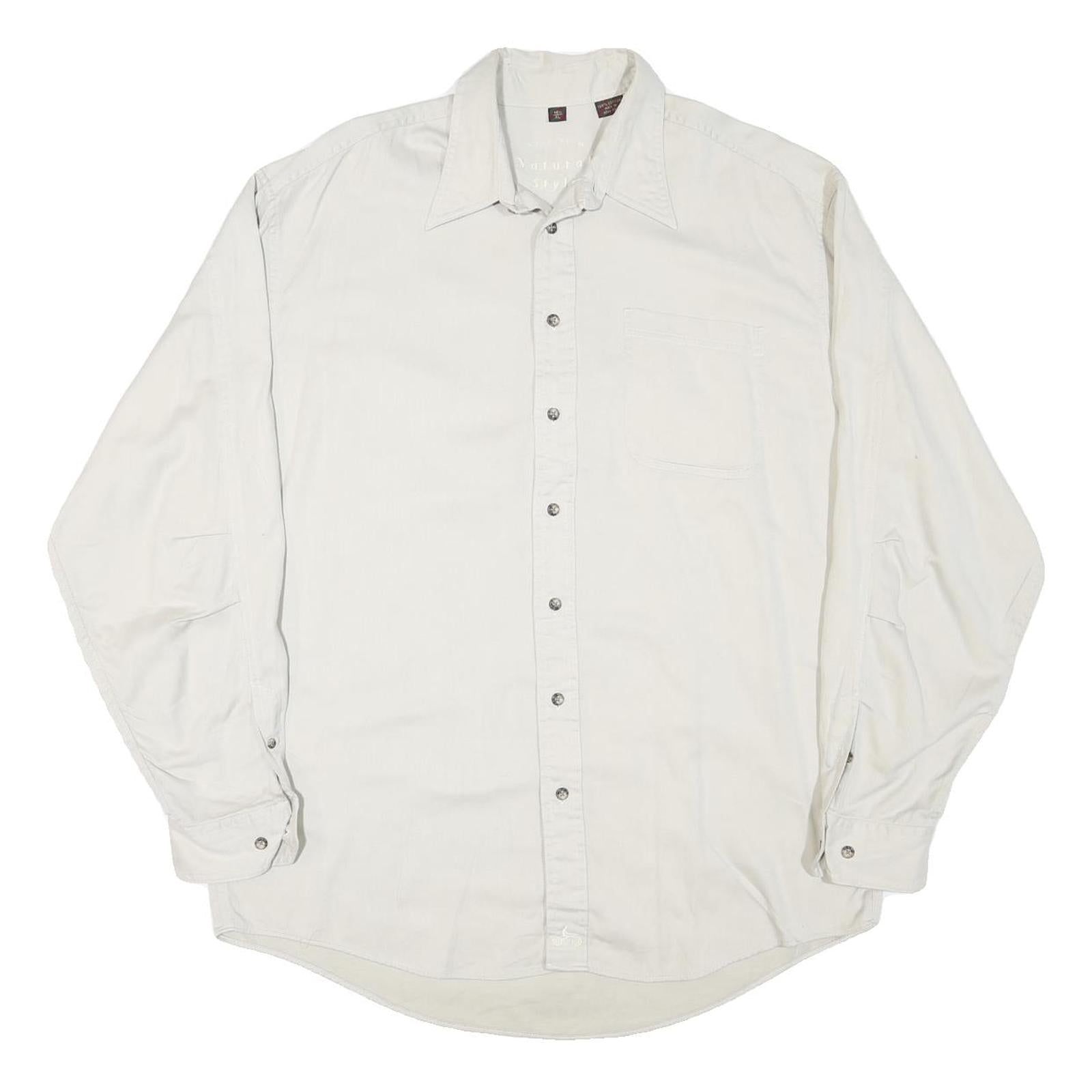 NATURAL STYLE Mens White Plain Shirt XL Cotton Blend Long Sleeve Button Collar Refurbished - N/A refurbished available on Cerqular