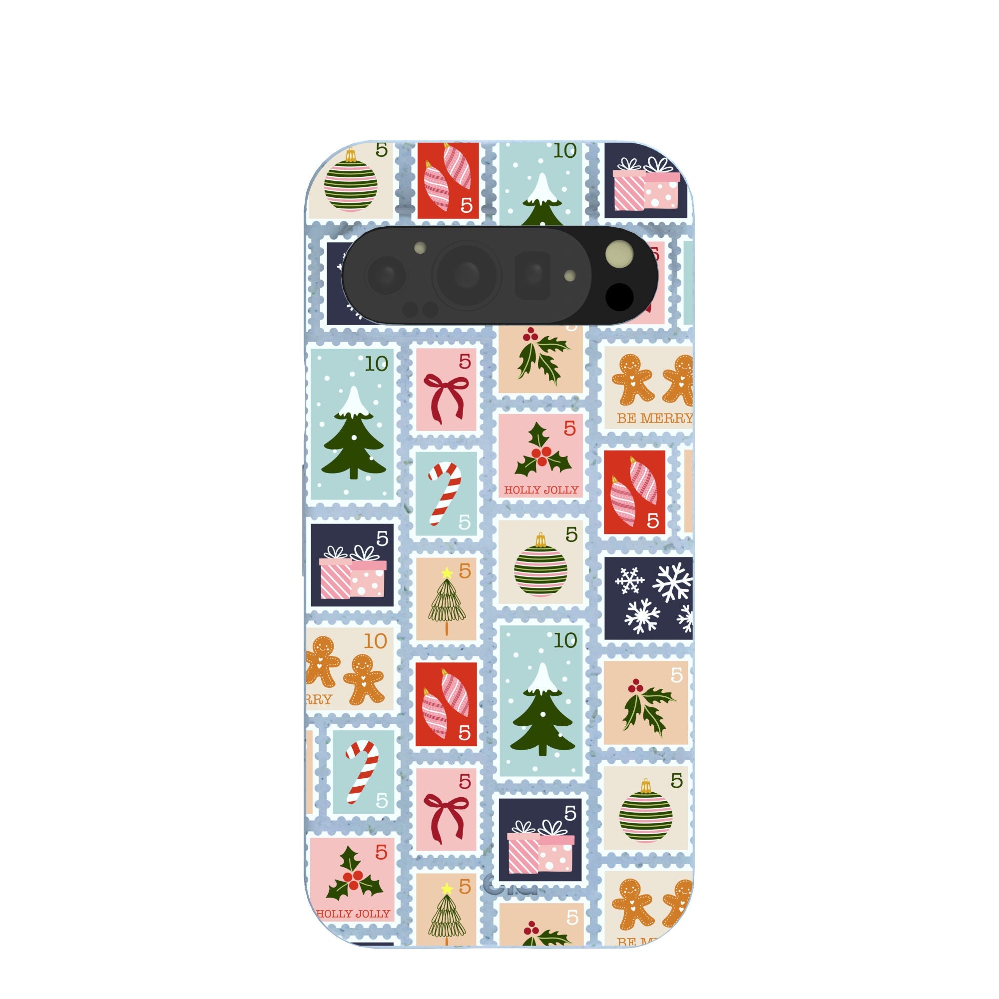 Powder Blue Noel Stamps Google Pixel 9/9 Pro Case Refurbished - Pela Case refurbished available on Cerqular