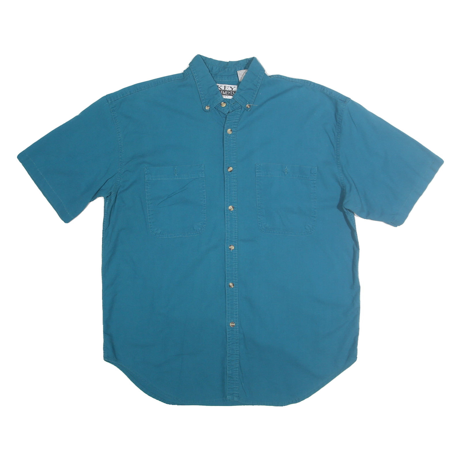 KEY ELEMENTS Mens Blue Cotton Shirt L Button-Down Short Sleeve Casual Summer Refurbished - N/A refurbished available on Cerqular