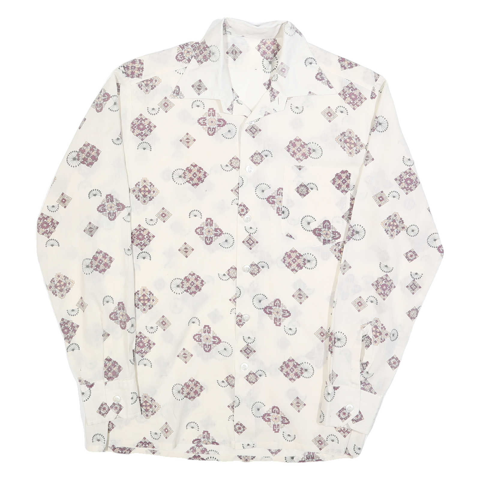 Buy Mens White Patterned Shirt M Polyester Blend Button Collar Long Sleeve Refurbished - $15.59 Mens White Patterned Shirt M Polyester Blend Button Collar Long Sleeve Refurbished - N/A refurbished available on Cerqular