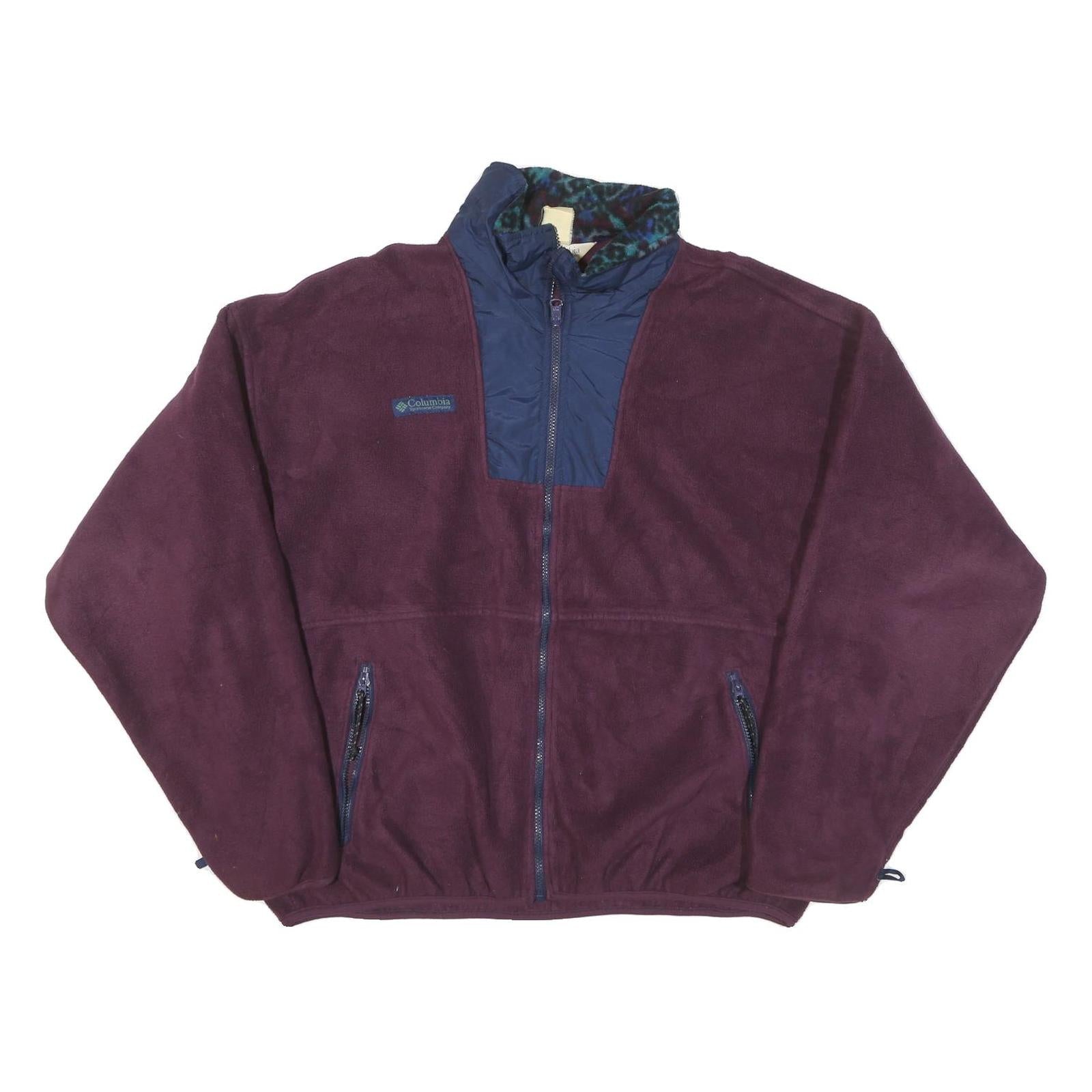 COLUMBIA Mens Maroon & Navy Outdoor Jacket M Polyester Blend Zip Fleece Casual Refurbished - N/A refurbished available on Cerqular