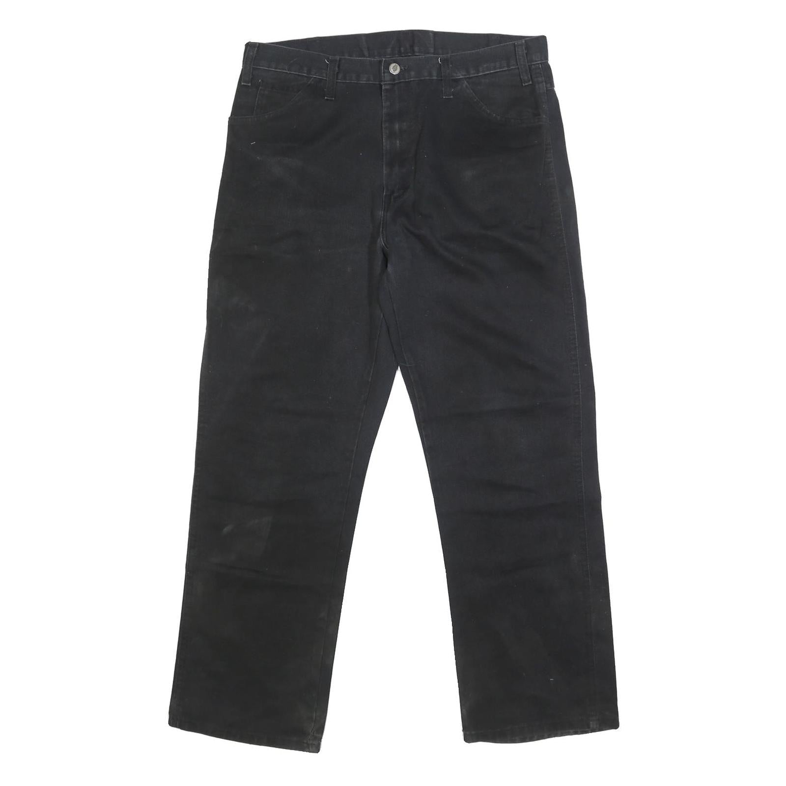 DICKIES Mens Black Regular Fit Straight Leg Trousers W36 L30 Durable Cotton Refurbished - N/A refurbished available on Cerqular