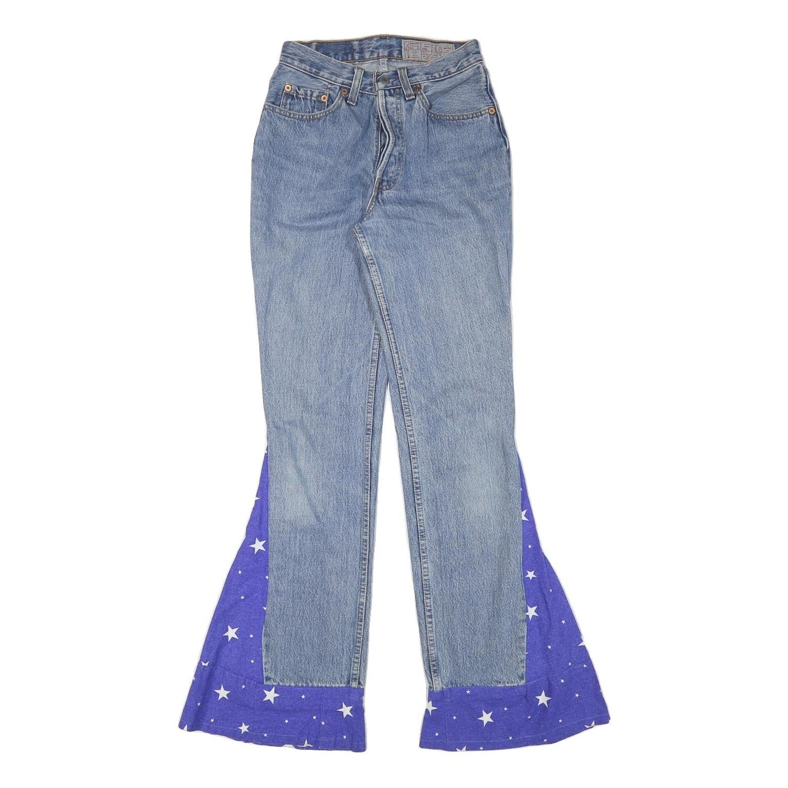 LEVI'S Womens Custom Jeans Blue Regular Flared Denim Medium W23 L32 Star Print Refurbished - N/A refurbished available on Cerqular