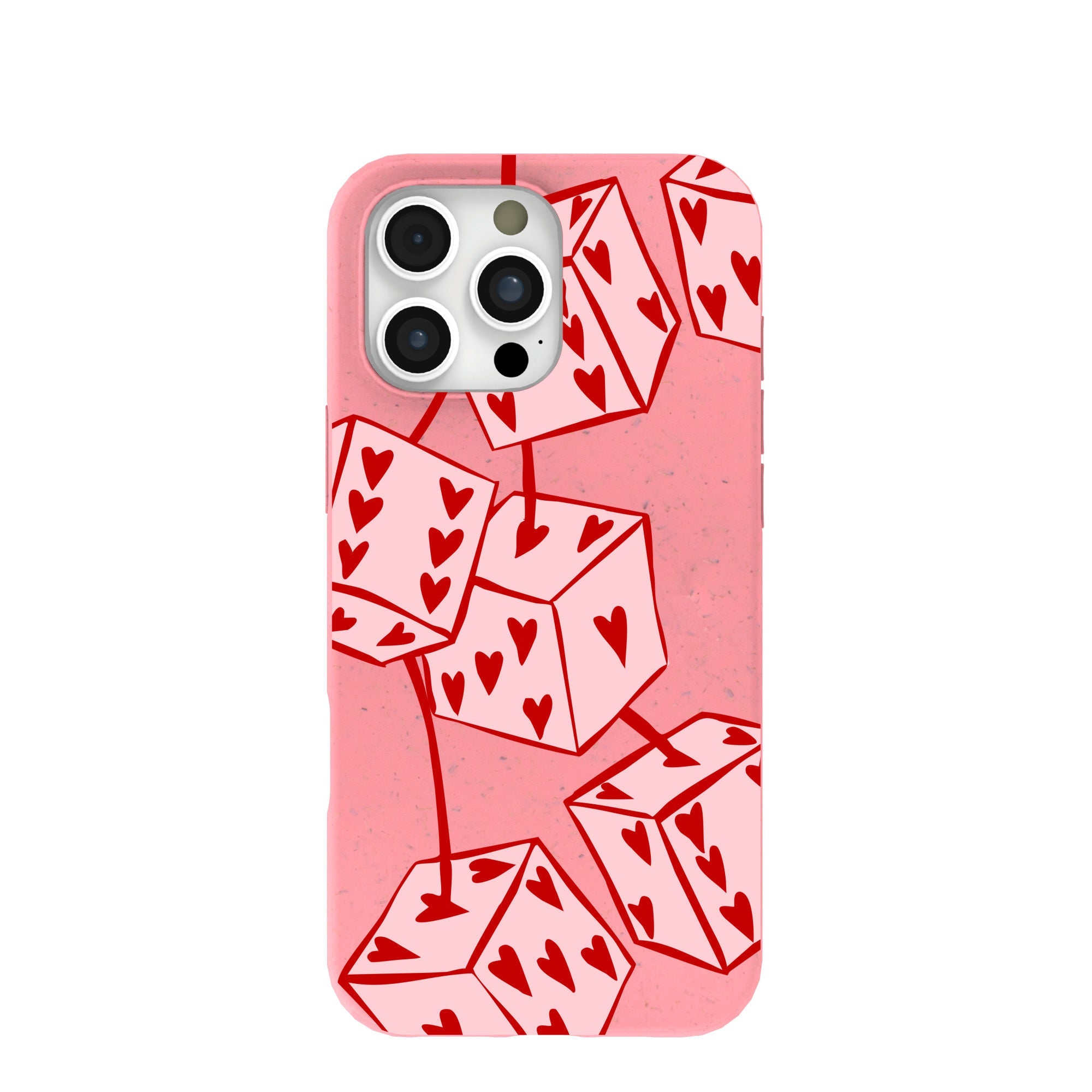Bubblegum Pink Dicey Cherries iPhone 16 Pro Max Case Refurbished - Pela Case refurbished available on Cerqular