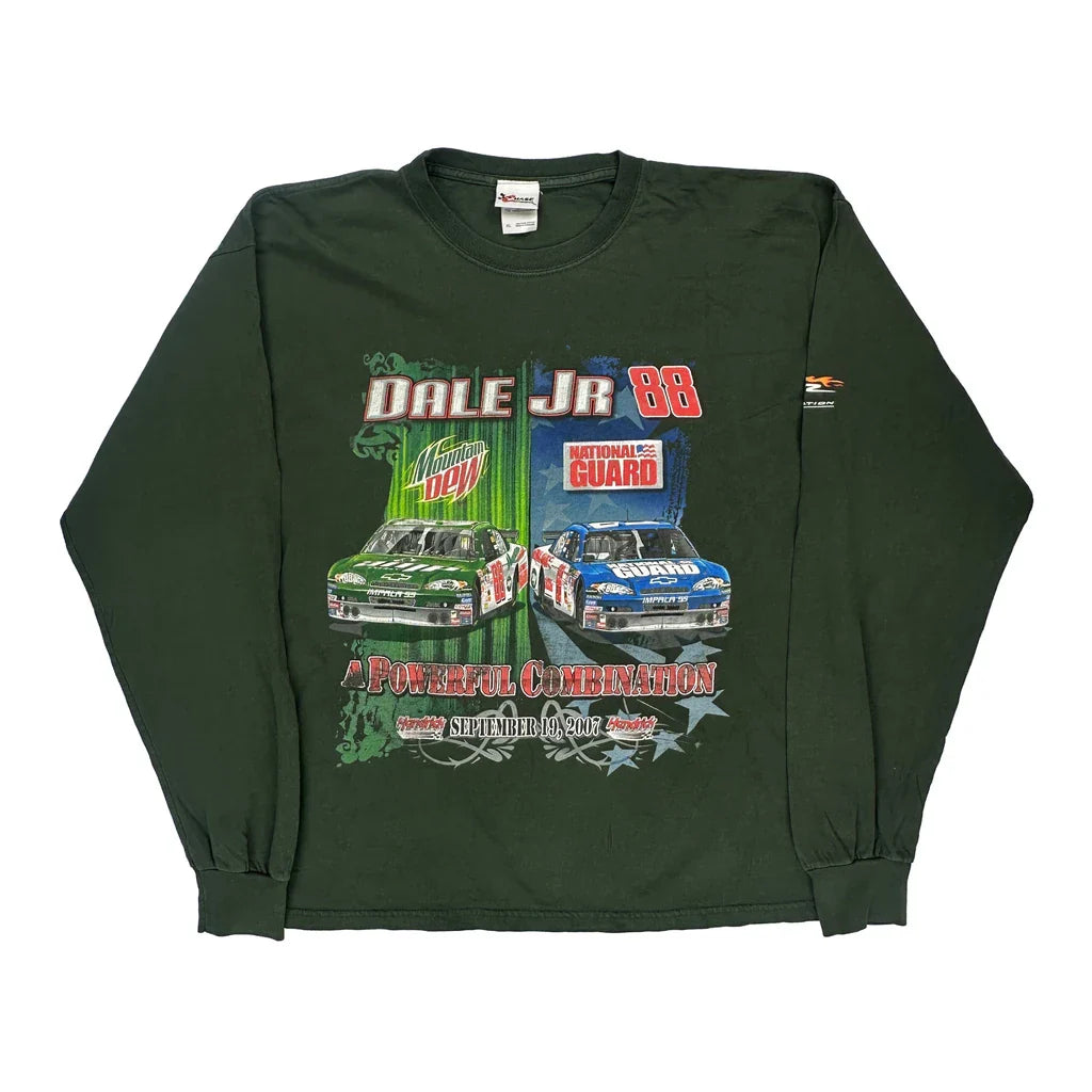 Dale Jr 88 Chase Authentics Nascar Long Sleeve T-Shirt - XL Green Cotton Refurbished - Thrifted (note: this is a term often used to describe second- refurbished available on Cerqular
