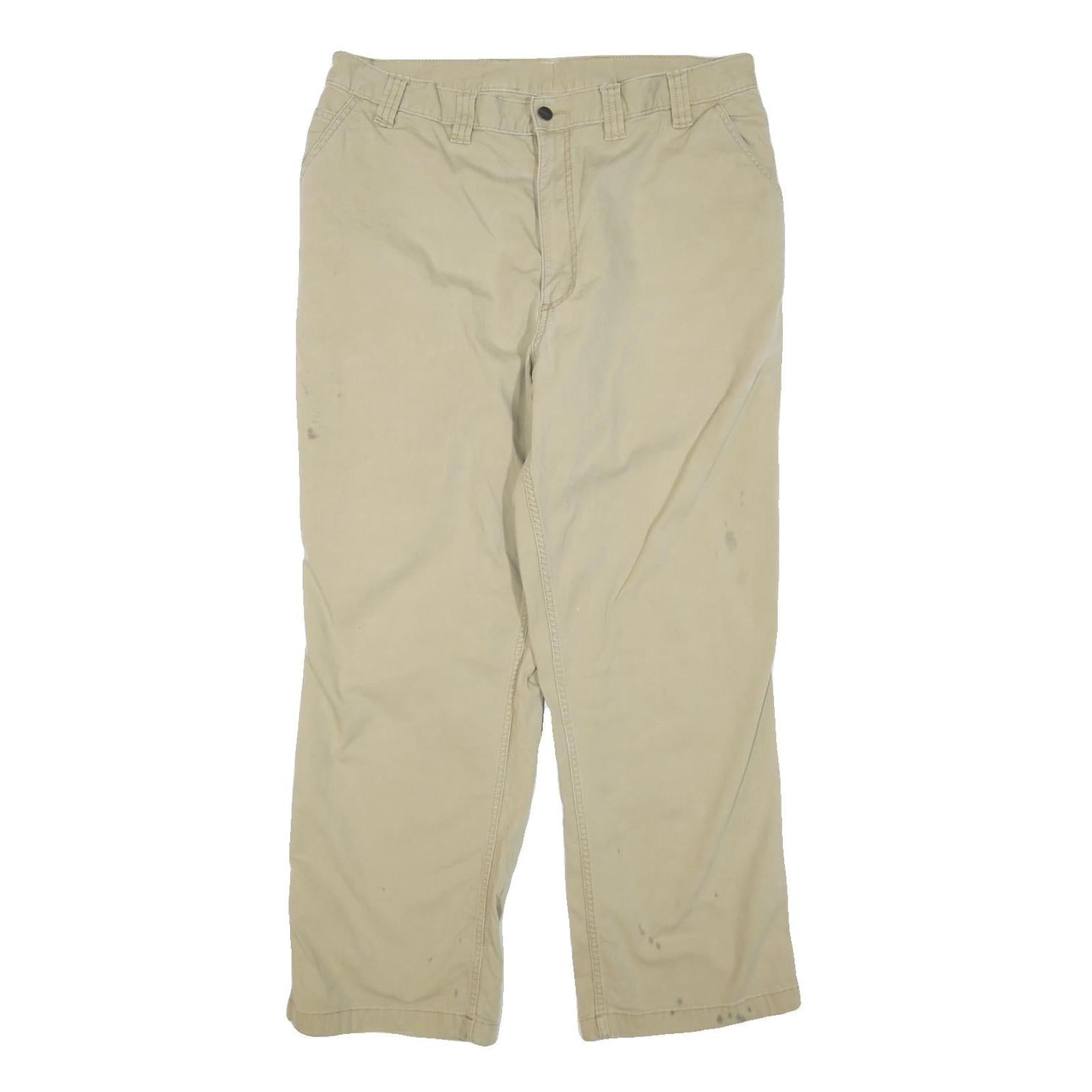 CARHARTT Mens Cotton Blend Beige Regular Fit Straight Leg Trousers W36 L30 Refurbished - N/A refurbished available on Cerqular