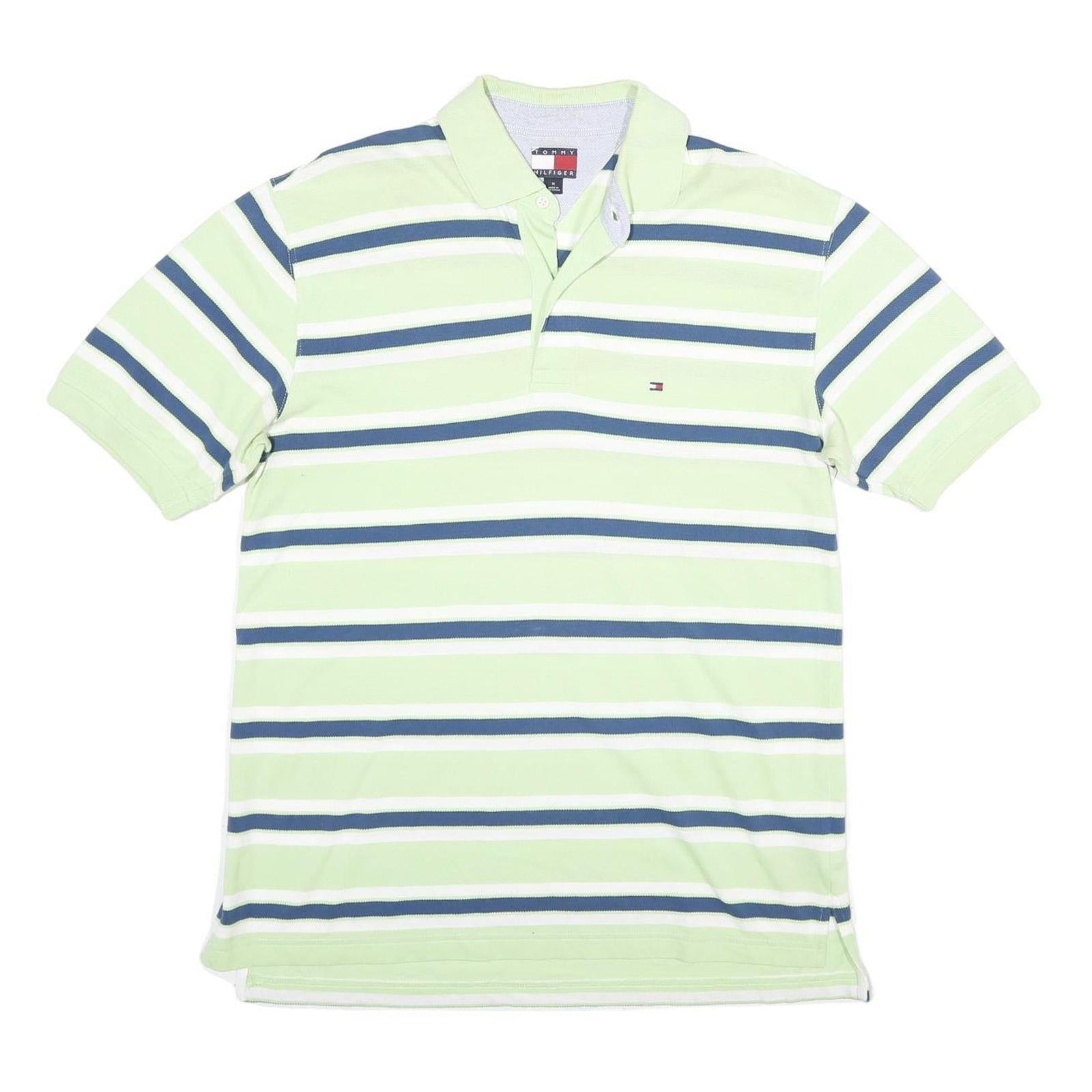 Buy TOMMY HILFIGER Mens Green & Blue Striped Polo Shirt Short Sleeve M Cotton Casual Refurbished - $38.99 TOMMY HILFIGER Mens Green & Blue Striped Polo Shirt Short Sleeve M Cotton Casual Refurbished - N/A refurbished available on Cerqular