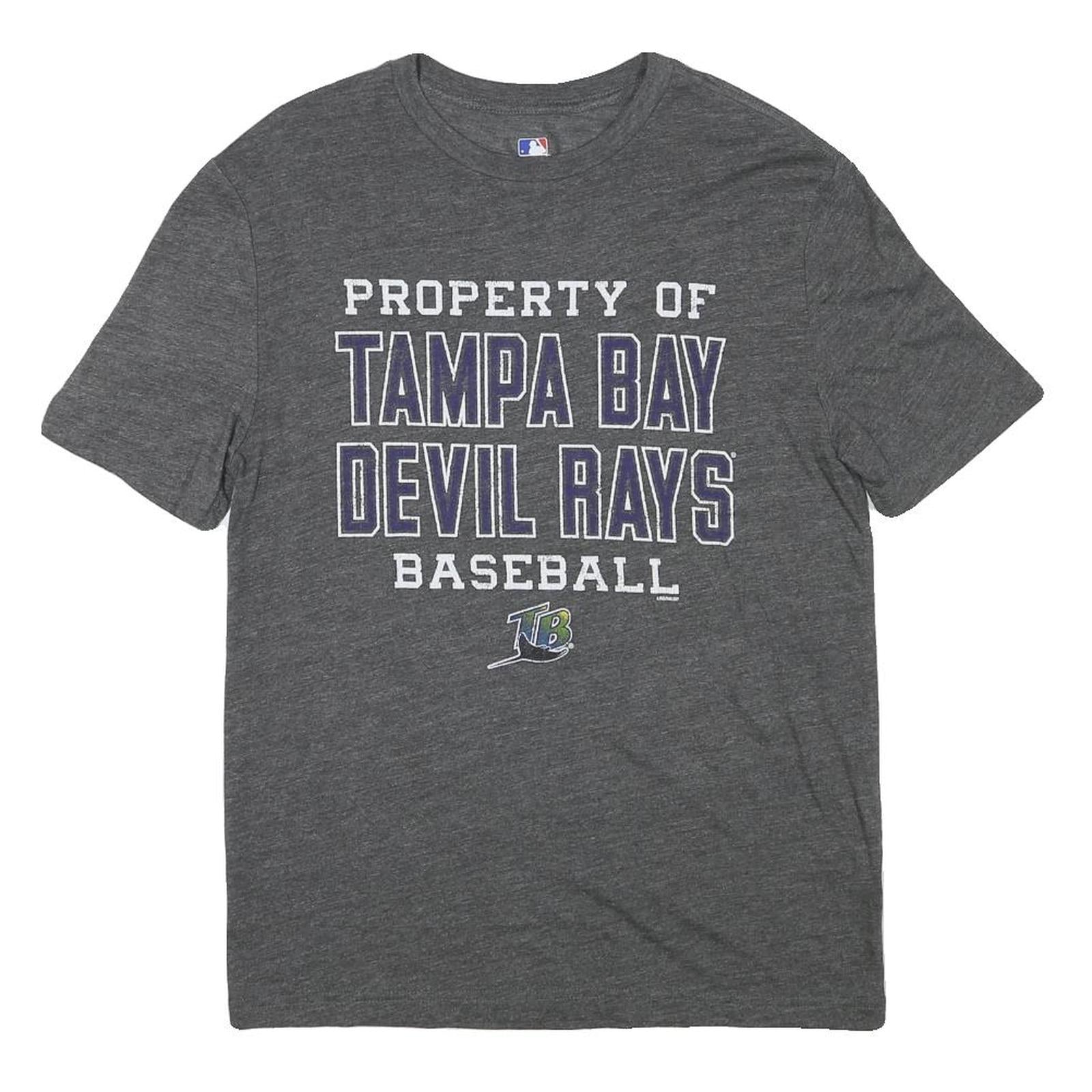 MLB Mens Grey Tampa Bay Devil Rays Baseball Graphic T-Shirt M Crew Neck Short Refurbished - N/A refurbished available on Cerqular
