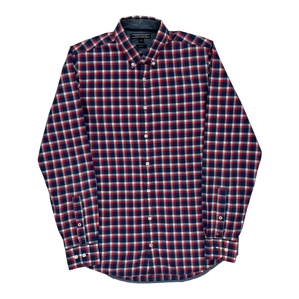 Tommy Hilfiger Slim Fit Shirt - Medium Blue Cotton Refurbished - Thrifted (note: this is a term often used to describe second- refurbished available on Cerqular