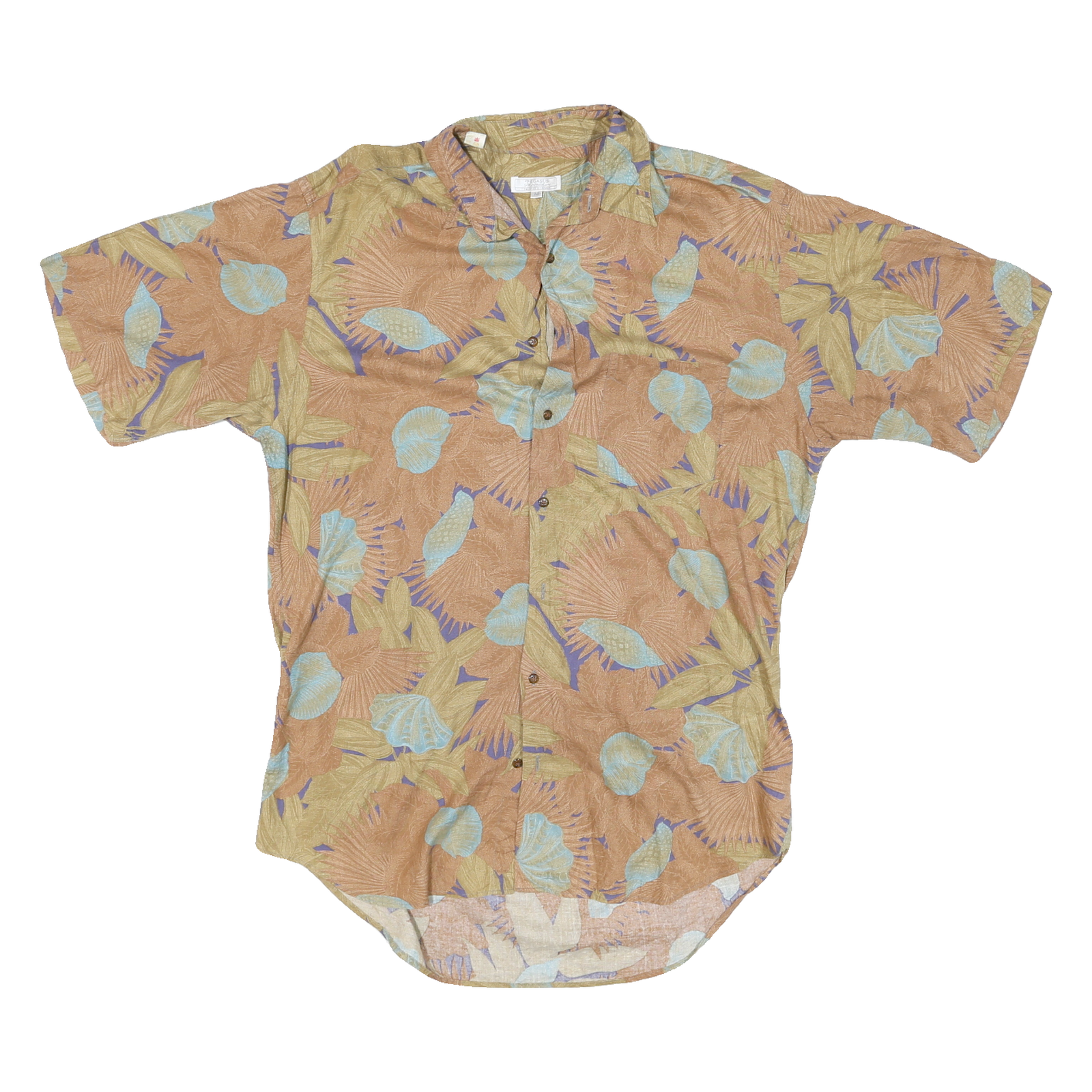 PEGASUS Mens Beige & Blue Floral Short Sleeve Shirt M Cotton Blend Casual Refurbished - N/A refurbished available on Cerqular