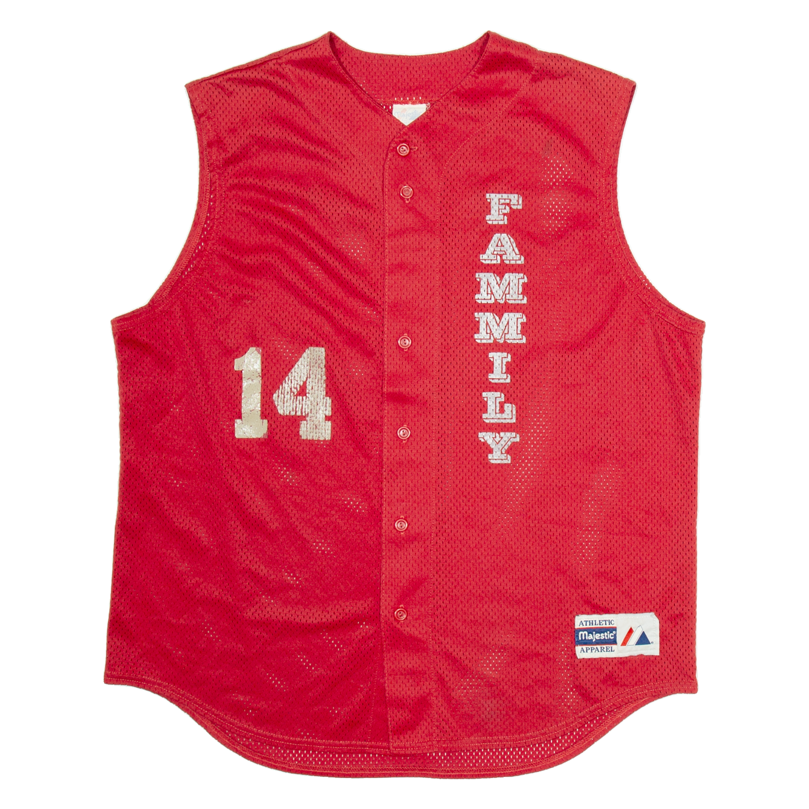 MAJESTIC Fammily 14 Mens Football Shirt Jersey Red Sleeveless USA V-Neck XL Refurbished - N/A refurbished available on Cerqular