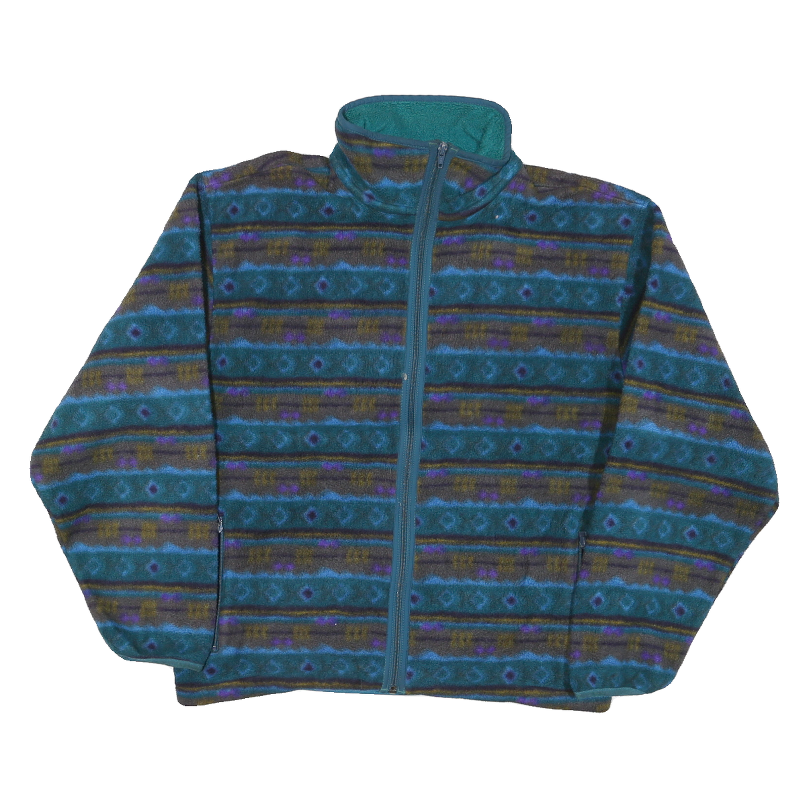LL BEAN Womens Blue Patterned Zip Jacket M Nylon Lightweight Fleece Outdoor Refurbished - N/A refurbished available on Cerqular