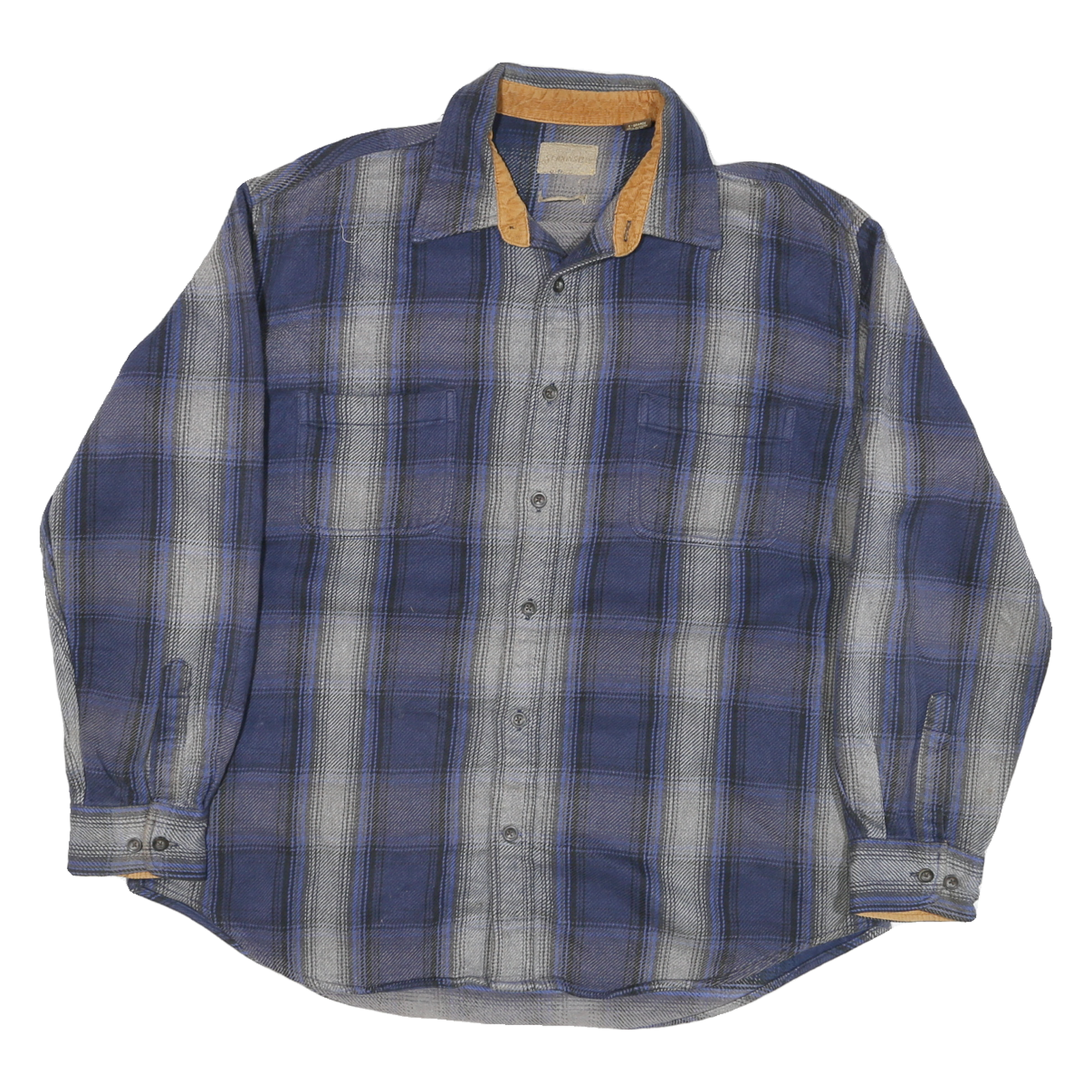 ST JONES Mens Blue Grey Plaid Cotton Blend Shirt XL Casual Comfort Refurbished - N/A refurbished available on Cerqular