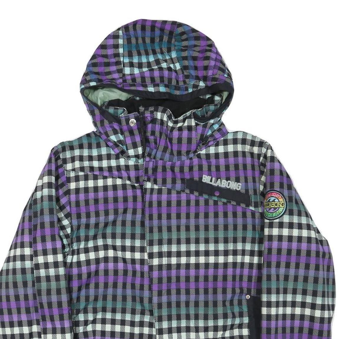 BILLABONG Mens Purple & Blue Check Jacket XS Polyester Blend Zip Hooded Refurbished - N/A refurbished available on Cerqular