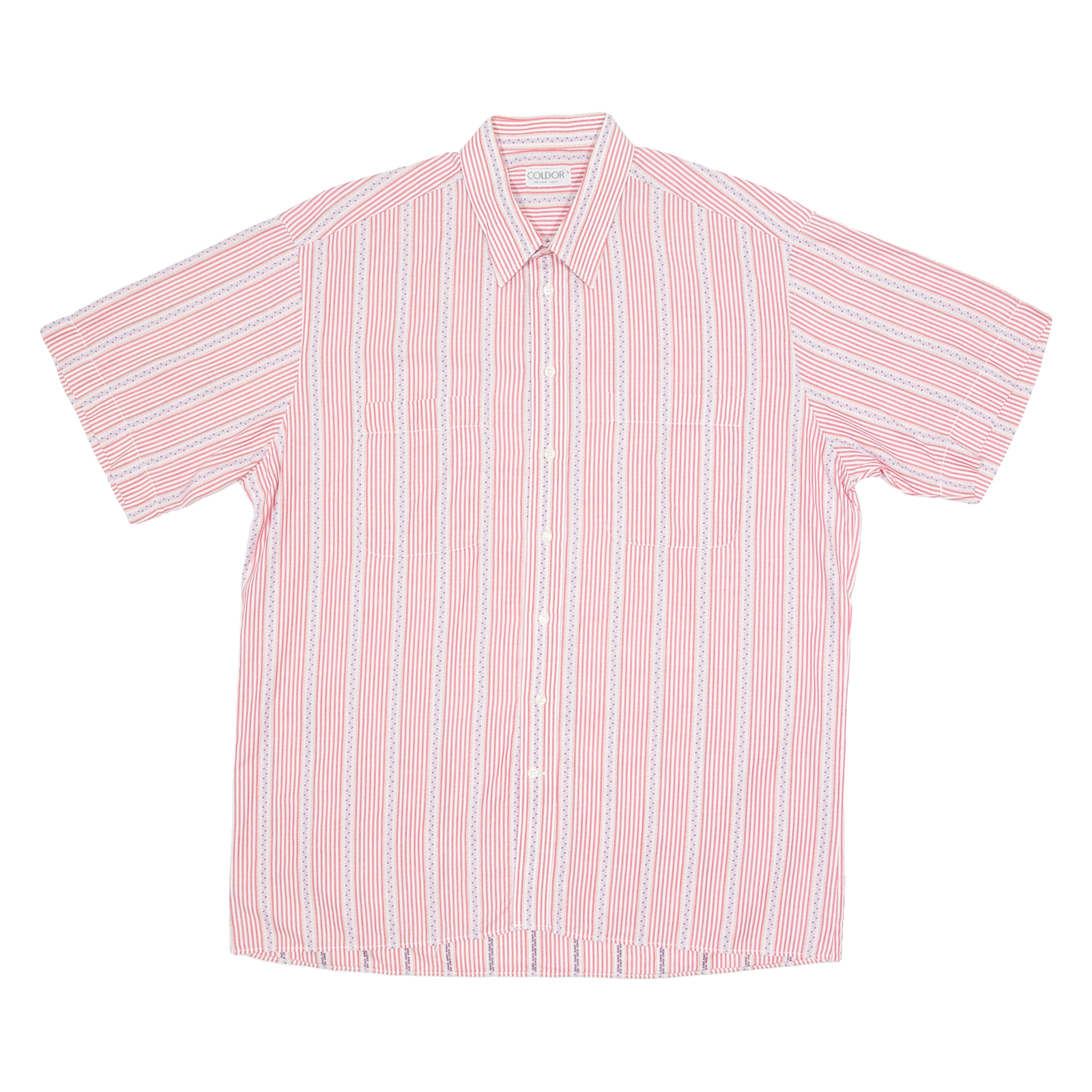 COLDOR Mens Shirt Red 90s Pinstripe Long Sleeve L Refurbished - N/A refurbished available on Cerqular