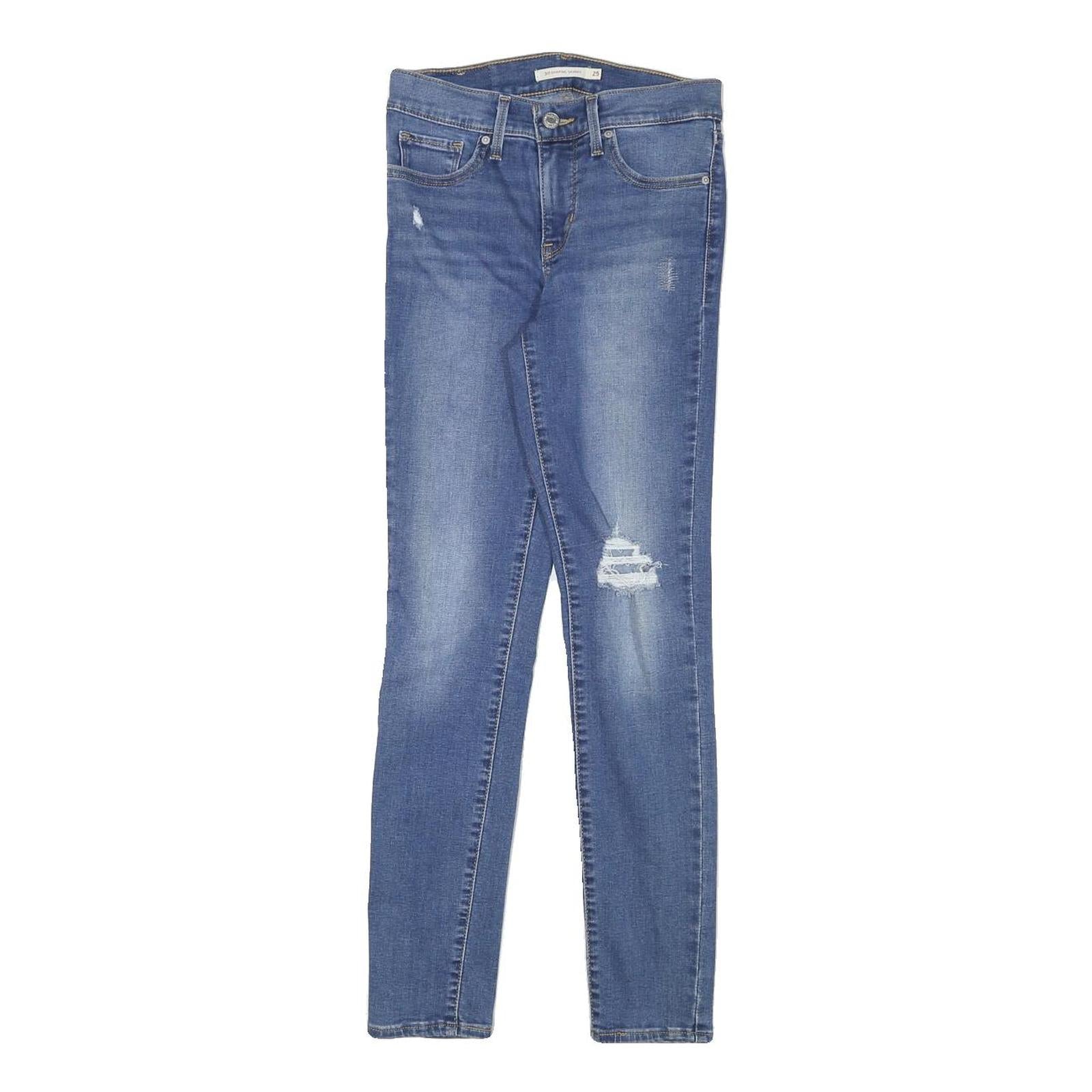 LEVI'S Womens Slim Blue Skinny Denim Medium W25 L27 Zip Casual Stretch Jeans Refurbished - N/A refurbished available on Cerqular