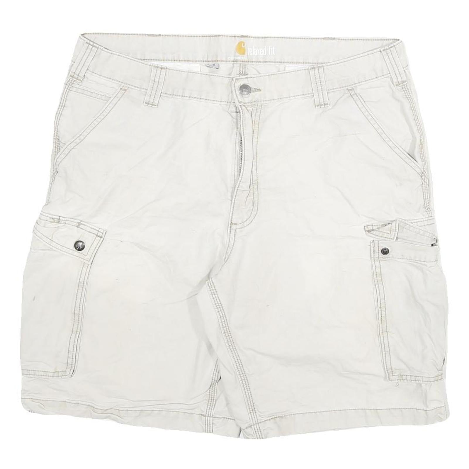 CARHARTT Mens White Cargo Shorts 2XL W38 Cotton Blend Relaxed Fit Workwear Refurbished - N/A refurbished available on Cerqular
