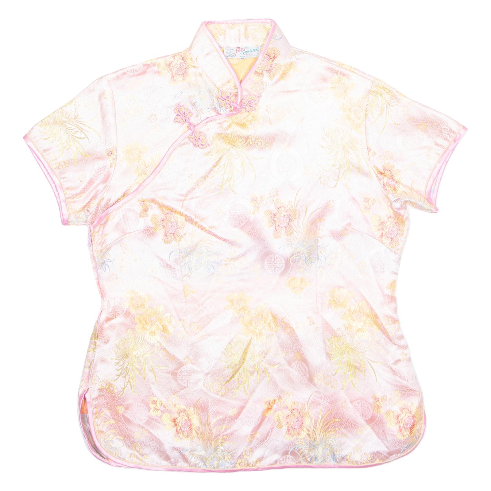SQUIRREL Womens Printed Top Pink V-Neck Floral L Refurbished - N/A refurbished available on Cerqular
