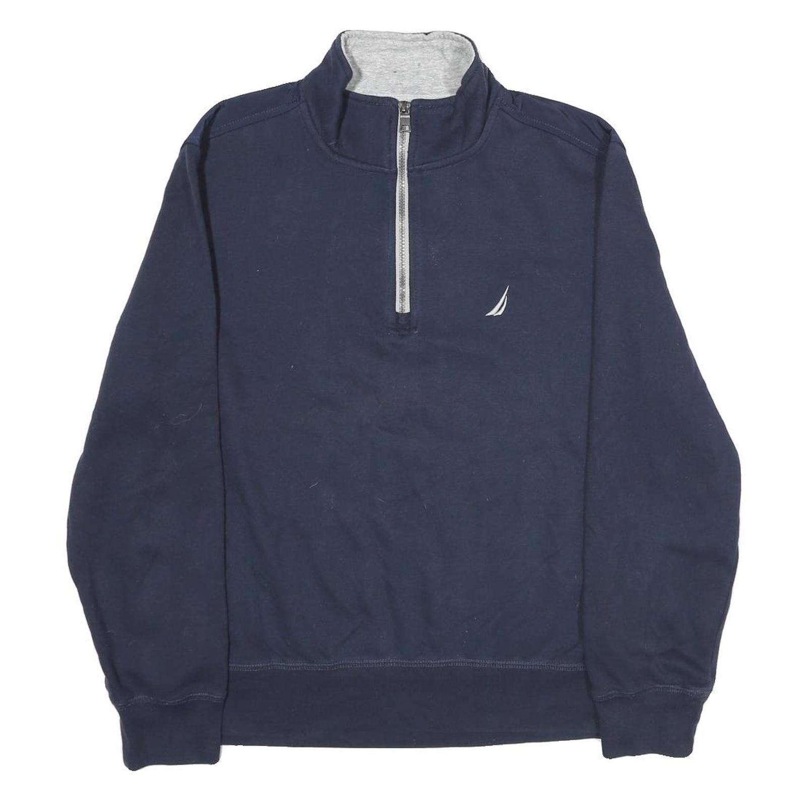 NAUTICA Mens Navy 1/4 Zip Sweatshirt M Cotton Blend Pullover Casual Refurbished - N/A refurbished available on Cerqular