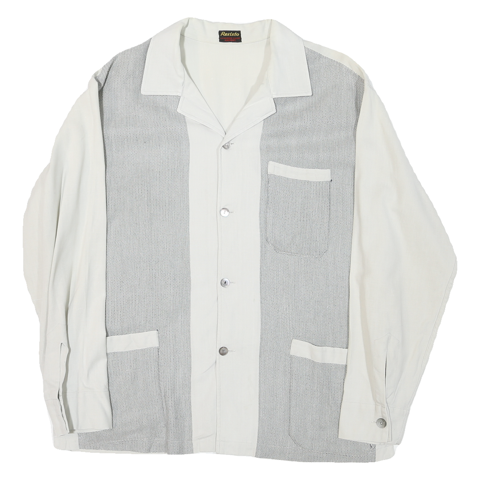 Mens White & Grey Cotton Blend Button Jacket L Resisto Classic Regular Fit Refurbished - N/A refurbished available on Cerqular