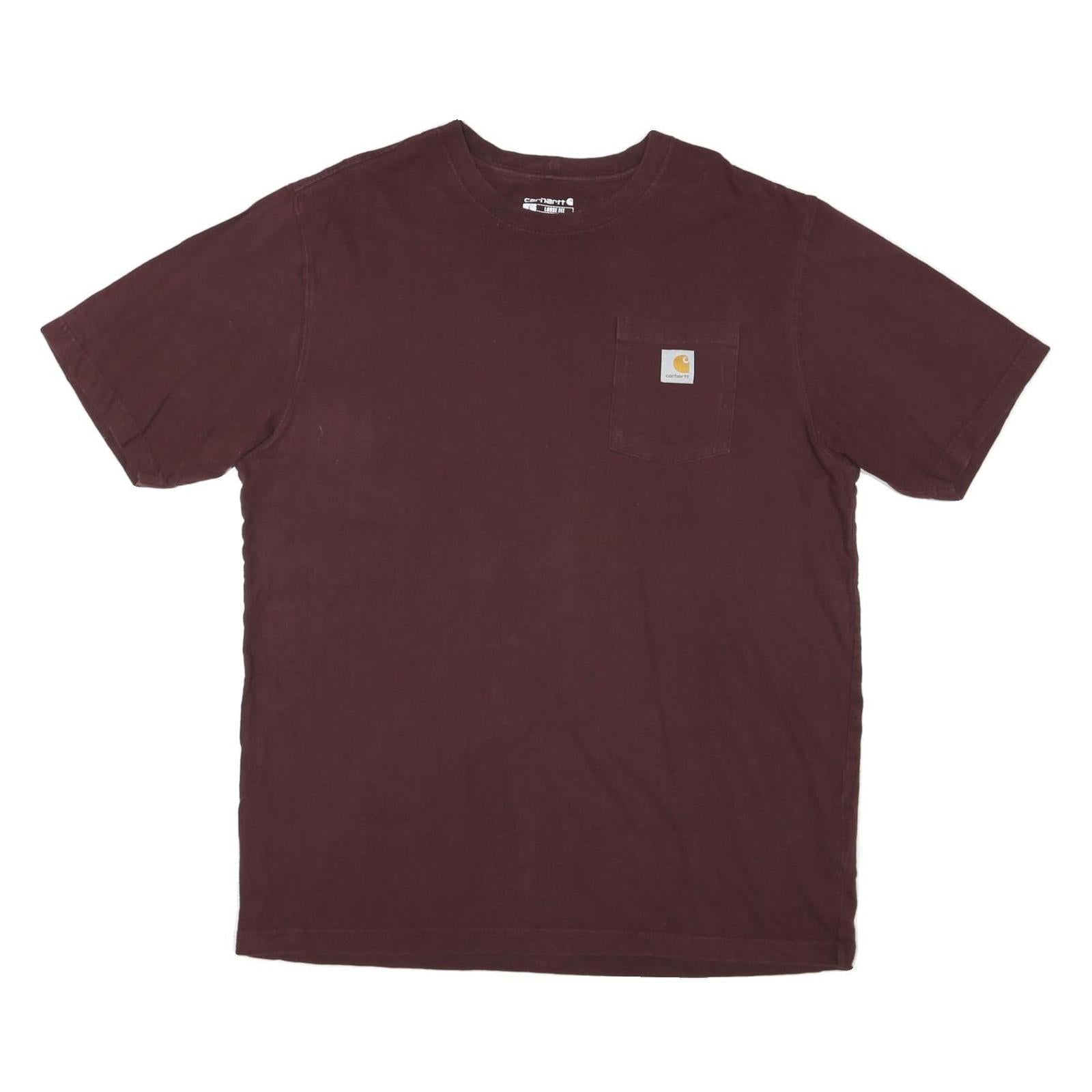 CARHARTT Mens Maroon Pocket T-Shirt L Short Sleeve Crew Neck Cotton Blend Refurbished - N/A refurbished available on Cerqular