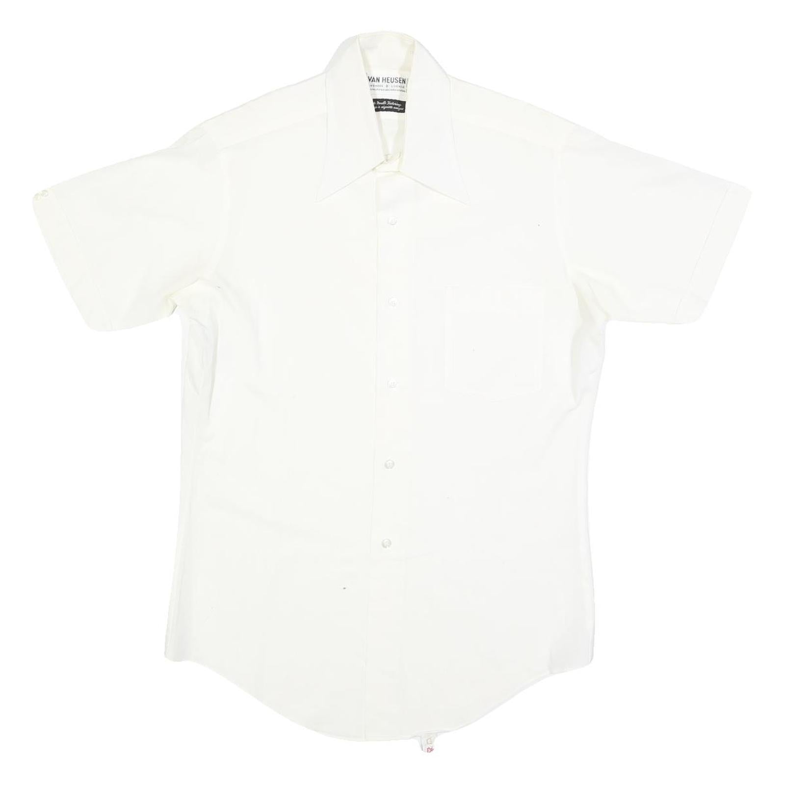 VAN HEUSEN Mens White S Cotton Blend Short Sleeve Shirt Formal Button Down Refurbished - N/A refurbished available on Cerqular
