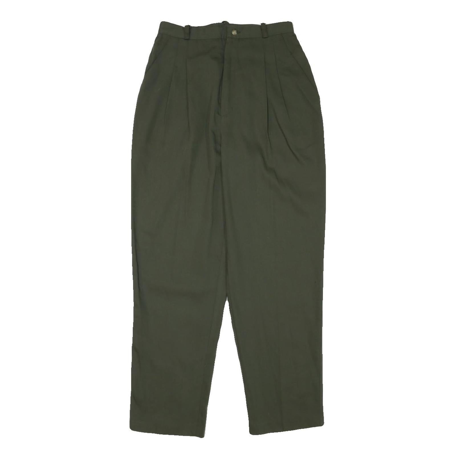 KATHIE LEE Womens Cotton Blend Green Relaxed Trousers W25 L27 Casual Comfort Zip Refurbished - N/A refurbished available on Cerqular