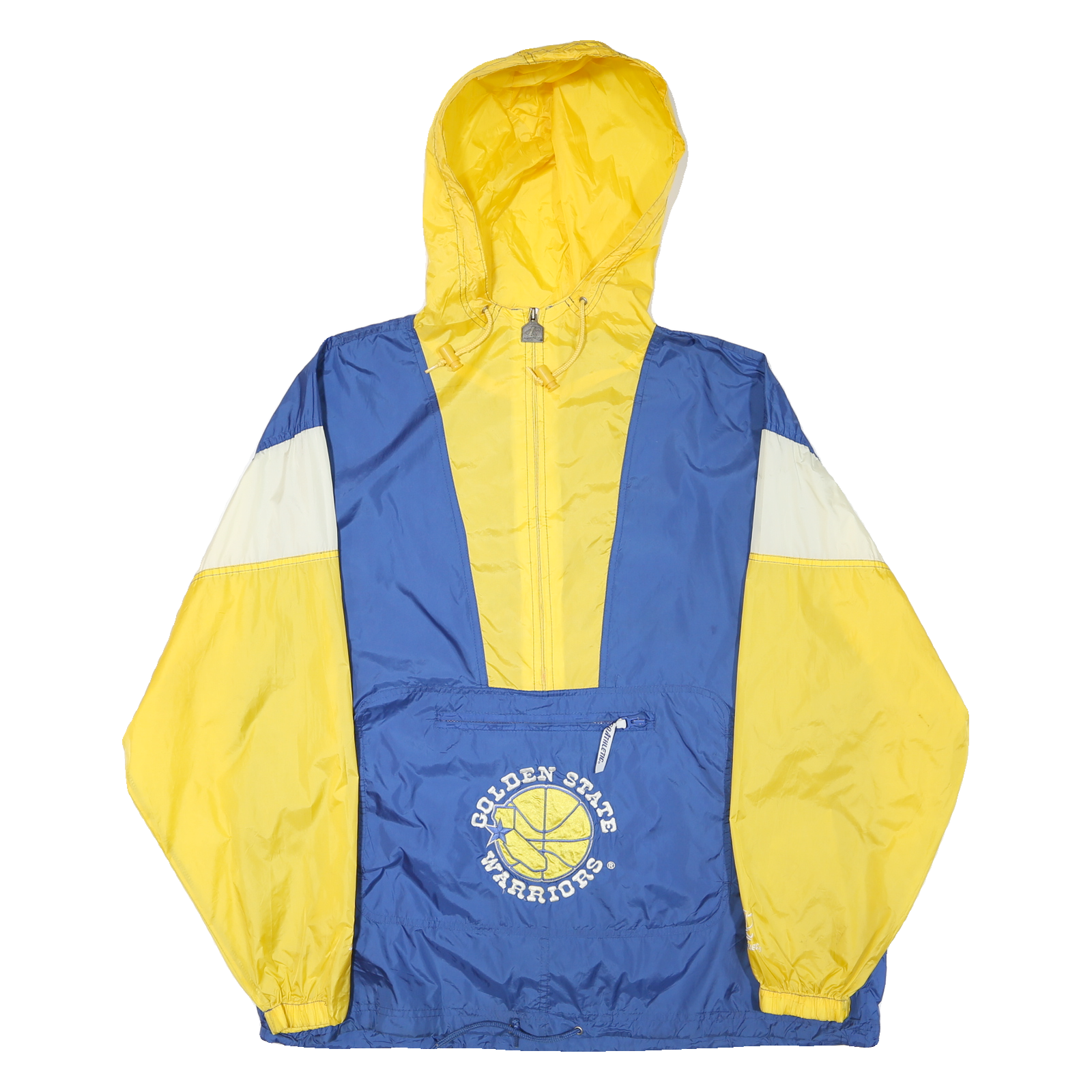 NBA Mens Blue & Yellow Sports Lightweight Nylon Zip Hooded Jacket L Windbreaker Refurbished - N/A refurbished available on Cerqular
