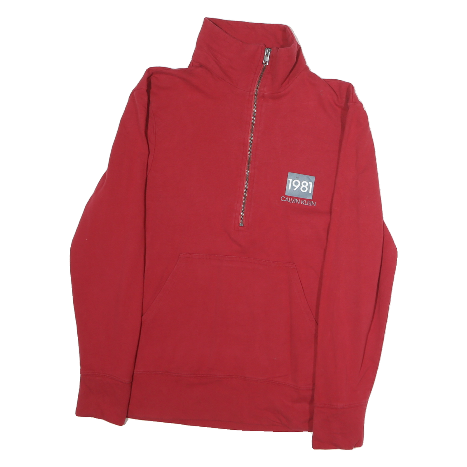 CALVIN KLEIN Mens Red 1/4 Zip Sweatshirt S Cotton Pullover Casual Outerwear Refurbished - N/A refurbished available on Cerqular