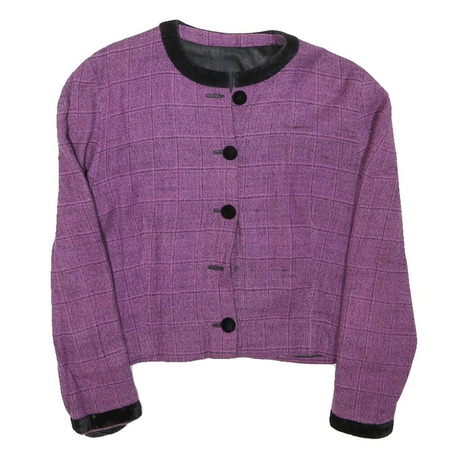 Womens Purple Plain Button Jacket XS Polyester Blend Classic Fit Refurbished - N/A refurbished available on Cerqular