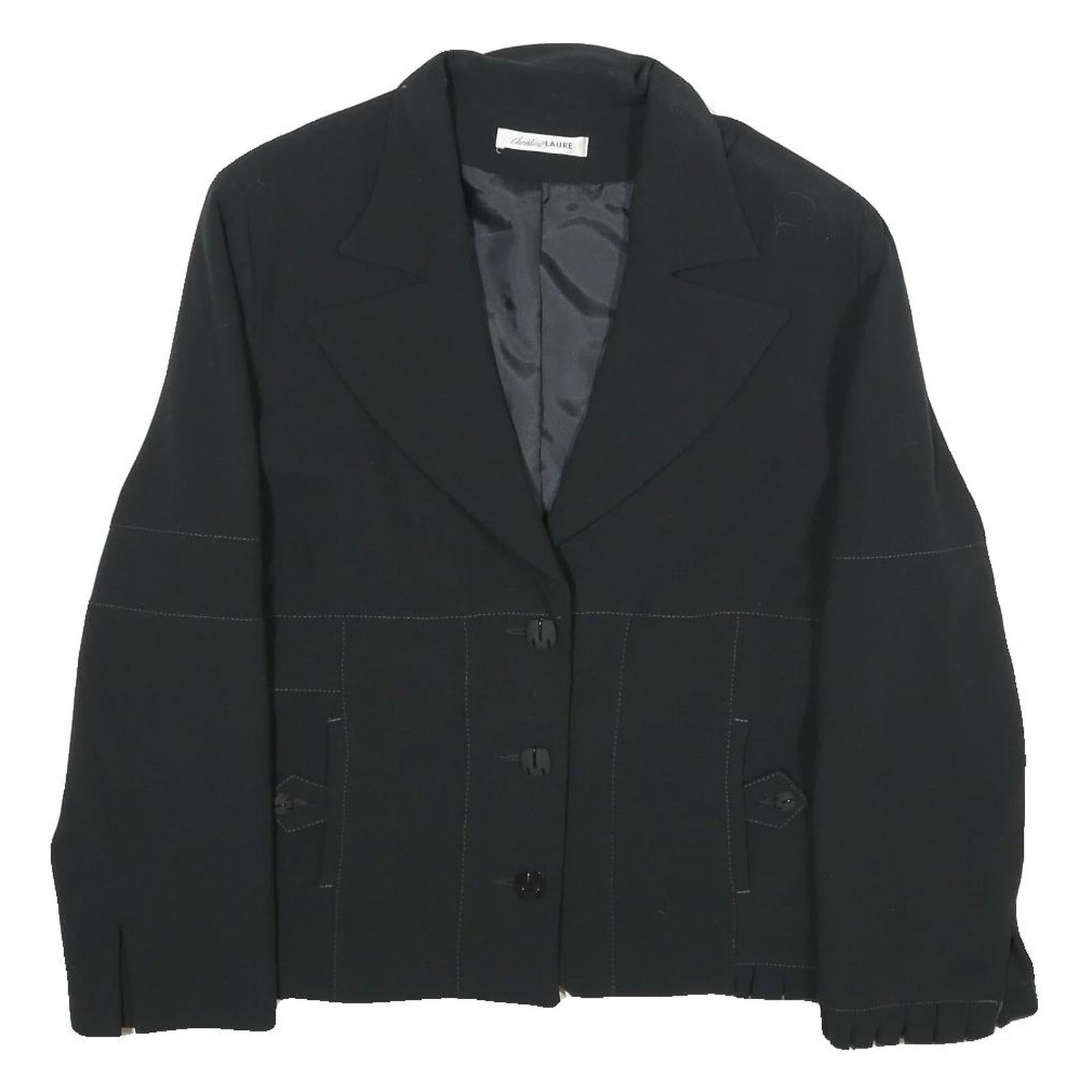 CHRISTINE LAURE Womens Black Casual Jacket UK 14 Polyester Blend Button Closure Refurbished - N/A refurbished available on Cerqular