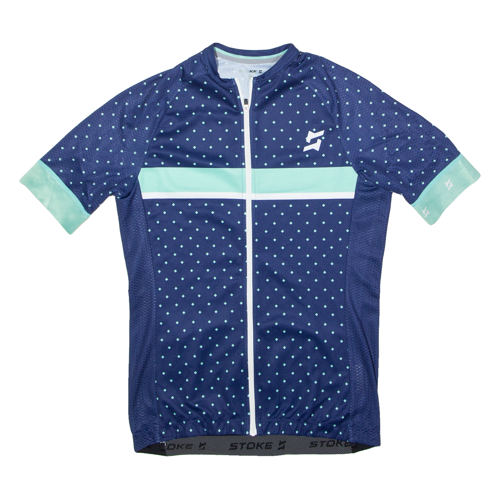 STOKE Full Zip Cycling Mens Jersey Blue High Neck M Refurbished - N/A refurbished available on Cerqular