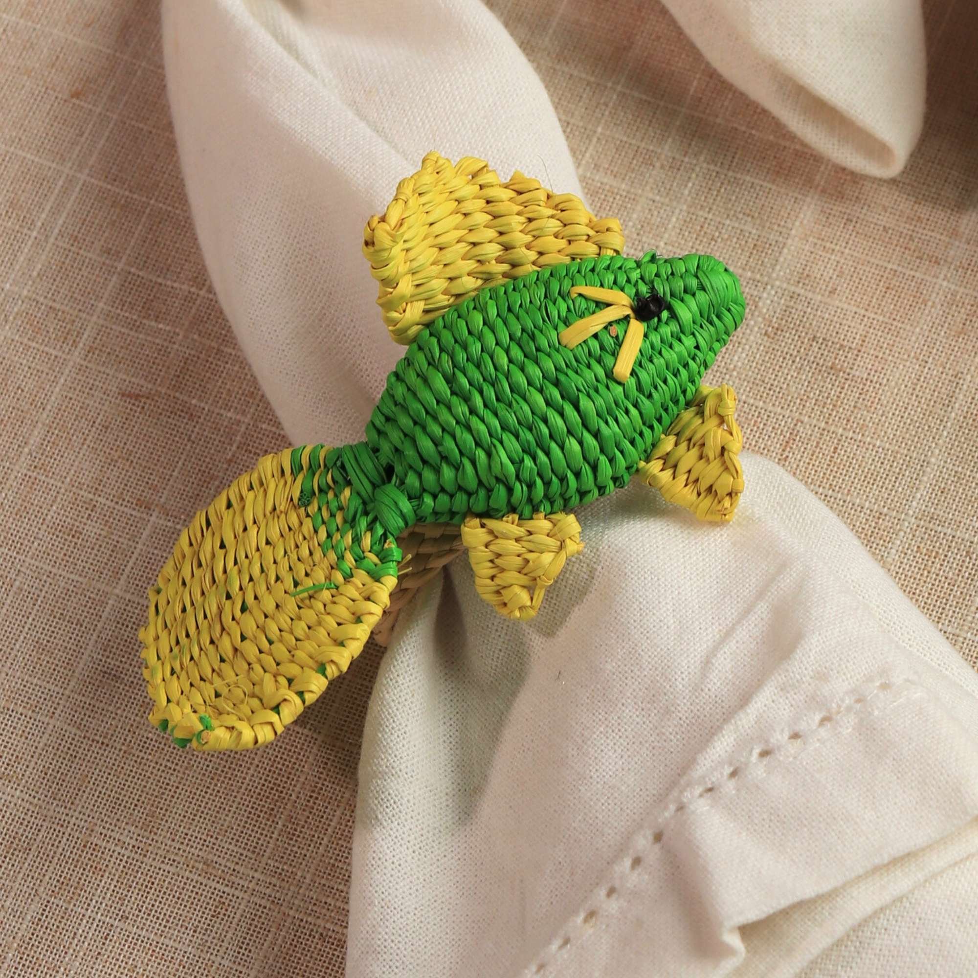 Colorful Fish Napkin Ring | Color: Lime Palm Refurbished - Apalma Handmade refurbished available on Cerqular