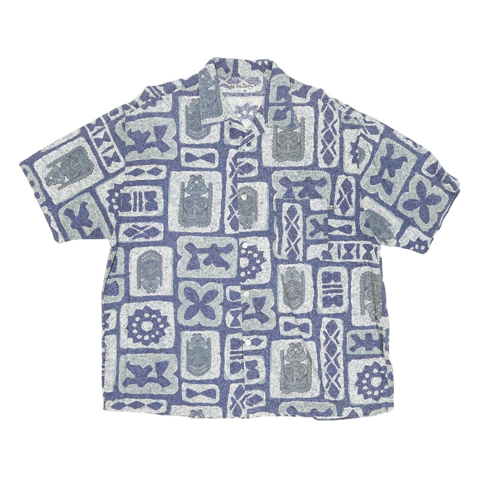 RUSTY Mens Blue Grey Patterned Casual Shirt XL Polynesian Print Summer Refurbished - N/A refurbished available on Cerqular