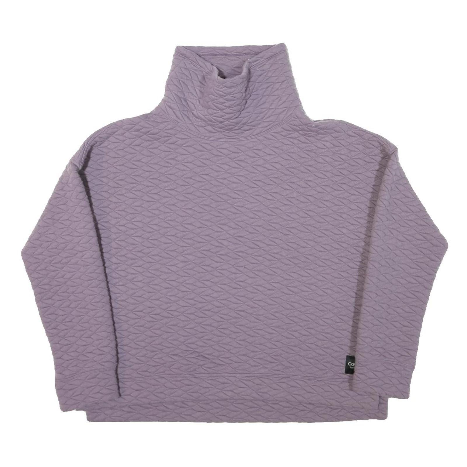 CALVIN KLEIN Womens Purple High Neck XL Quilted Sweatshirt Pullover Refurbished - N/A refurbished available on Cerqular
