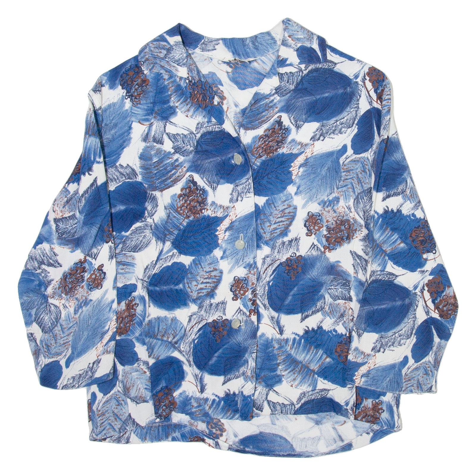 CUNN ELLA Womens Shirt Blouse Blue V-Neck 3/4 Sleeve Floral XS Refurbished - N/A refurbished available on Cerqular