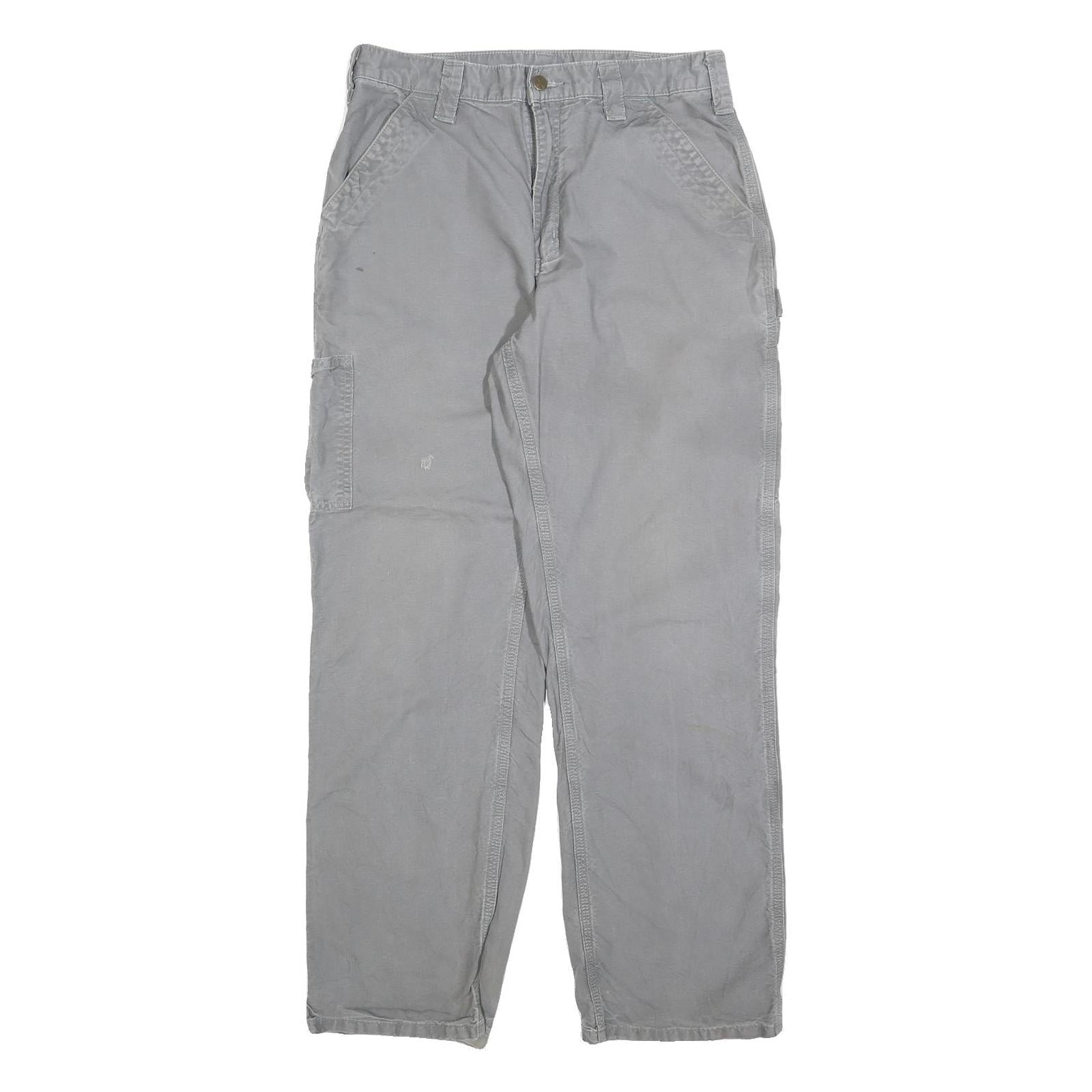 CARHARTT Mens Relaxed Grey Cotton Blend Zip Trousers W32 L32 Workwear Casual Refurbished - N/A refurbished available on Cerqular