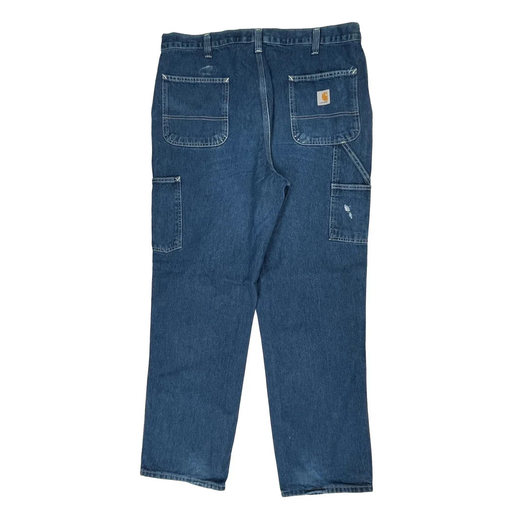 Carhartt Carpenter Jeans - 38W 32L Blue Cotton Refurbished - Thrifted (note: this is a term often used to describe second- refurbished available on Cerqular