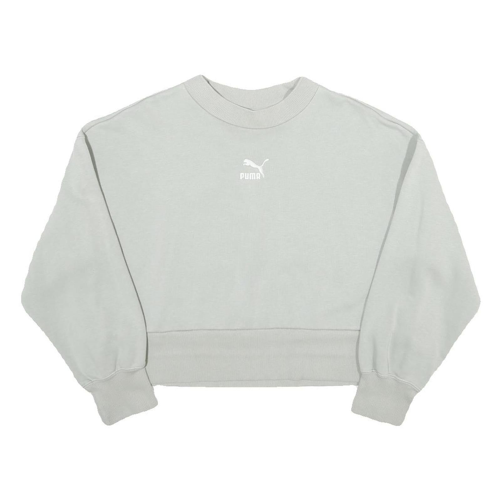 PUMA Womens Grey Cotton Blend Crew Neck XS Sweatshirt Casual Pullover Refurbished - N/A refurbished available on Cerqular