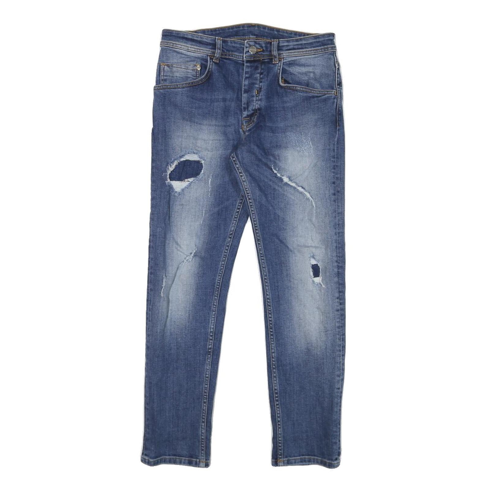 ICEBERG Womens Slim Blue Denim Stone Wash Jeans W28 L27 Distressed Zip Refurbished - N/A refurbished available on Cerqular