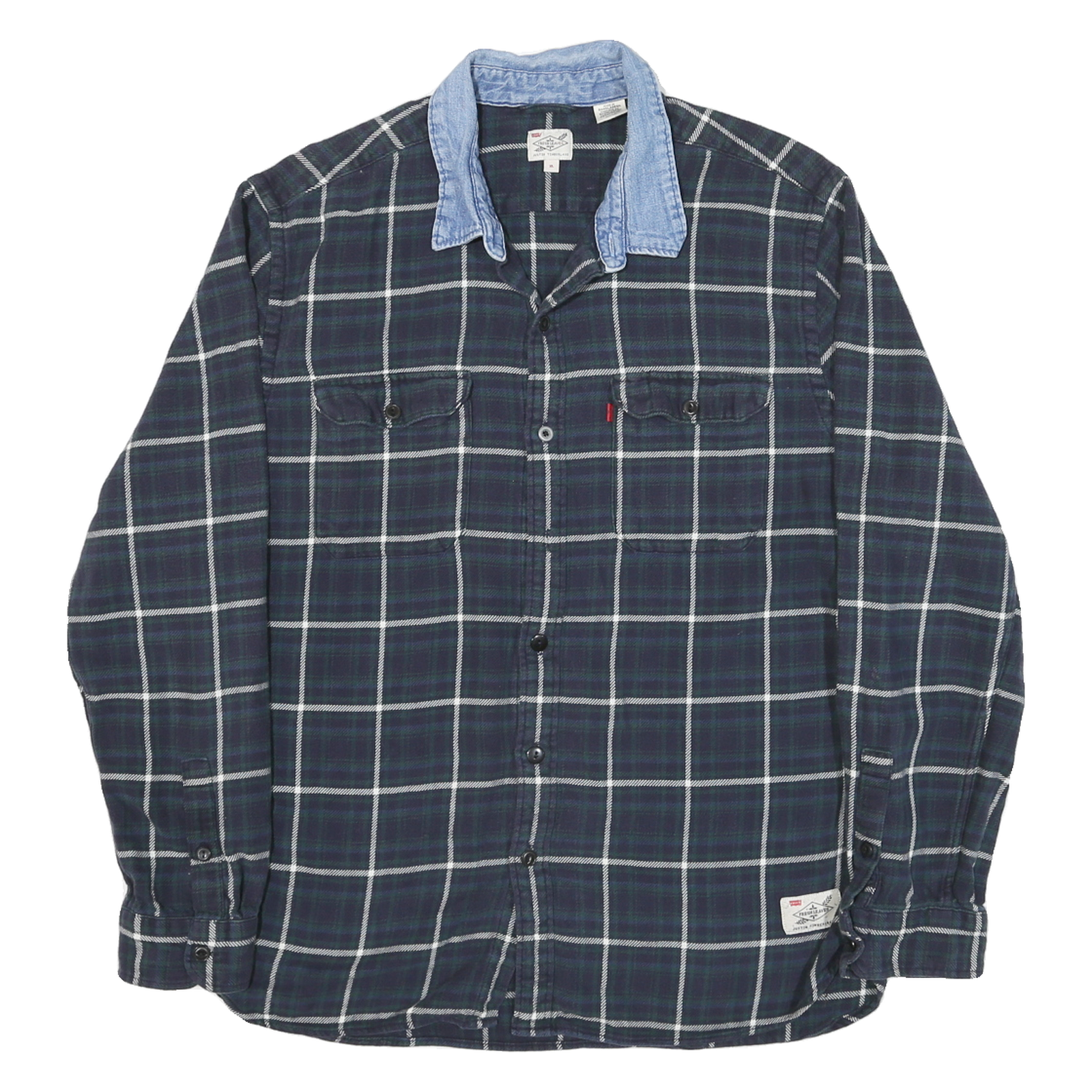 Buy LEVI'S Mens Blue Green Checker Shirt XL Cotton Blend Button Shirt Long Sleeve Refurbished - $36.39 LEVI'S Mens Blue Green Checker Shirt XL Cotton Blend Button Shirt Long Sleeve Refurbished - N/A refurbished available on Cerqular