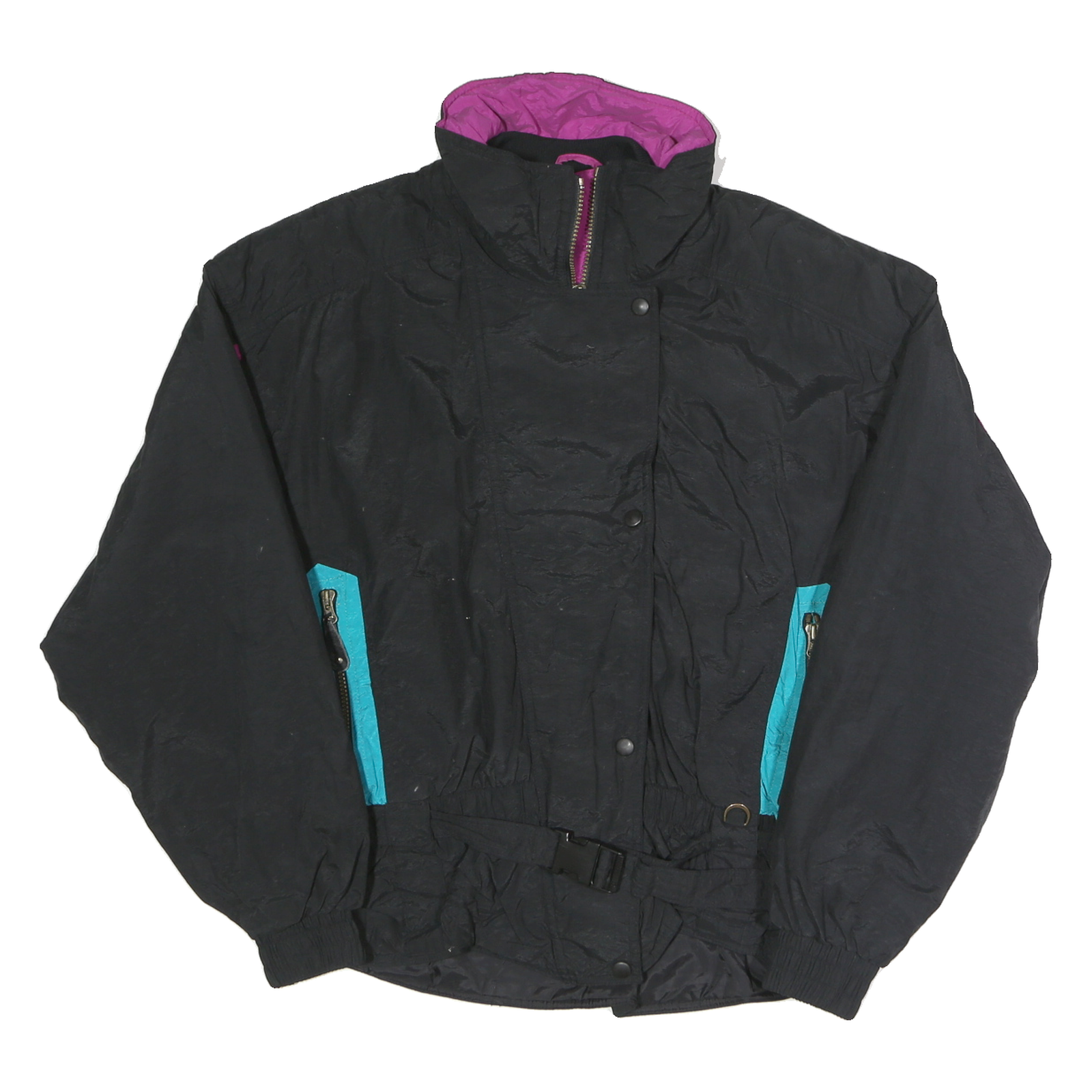 HELLY HANSEN Womens Black & Purple Outdoor Nylon Jacket M Zip Pattern Refurbished - N/A refurbished available on Cerqular
