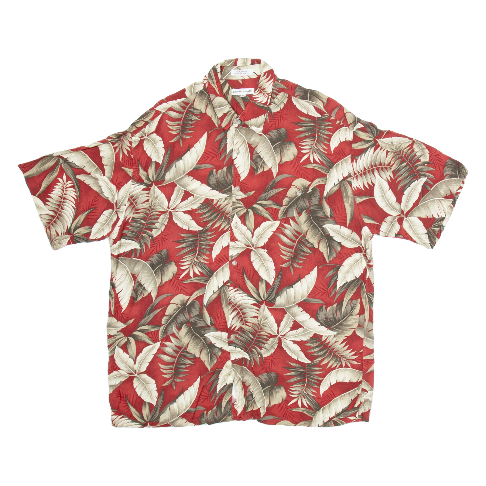 PIERRE CARDIN Mens Hawaiian Shirt Red Floral XL Refurbished - N/A refurbished available on Cerqular