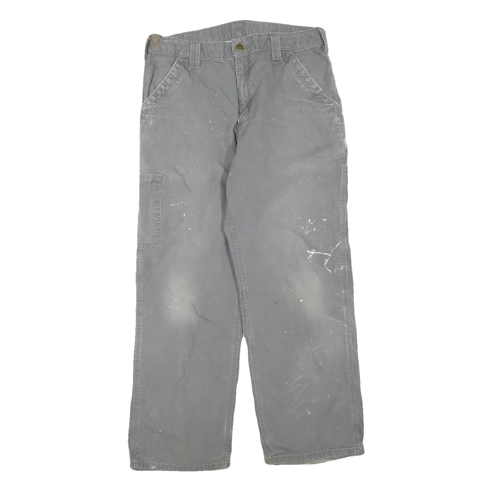 CARHARTT Mens Cotton Blend Grey Workwear Regular Straight Trousers W32 L28 Refurbished - N/A refurbished available on Cerqular