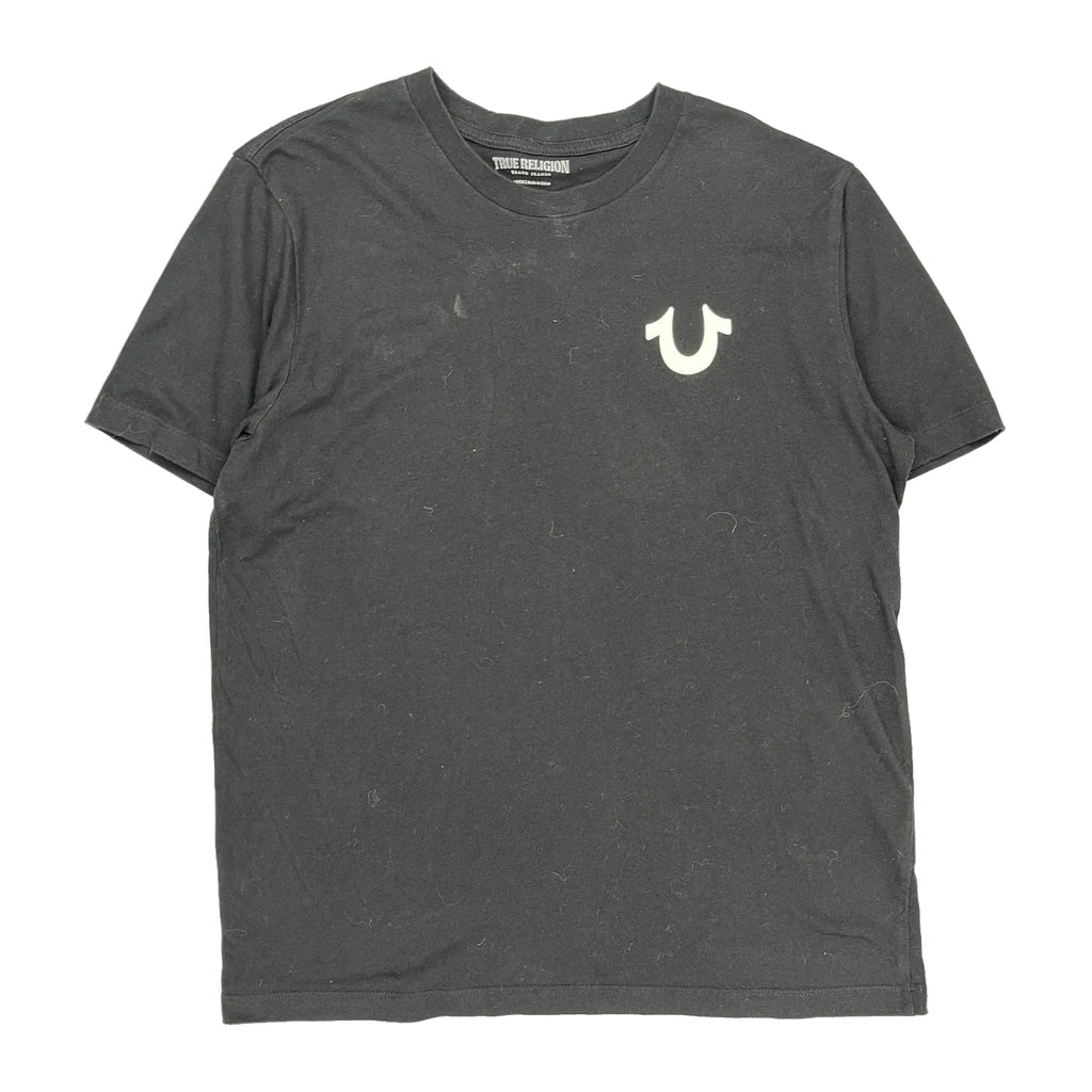 True Religion Graphic T-Shirt - Large Black Cotton Refurbished - Thrifted (note: this is a term often used to describe second- refurbished available on Cerqular