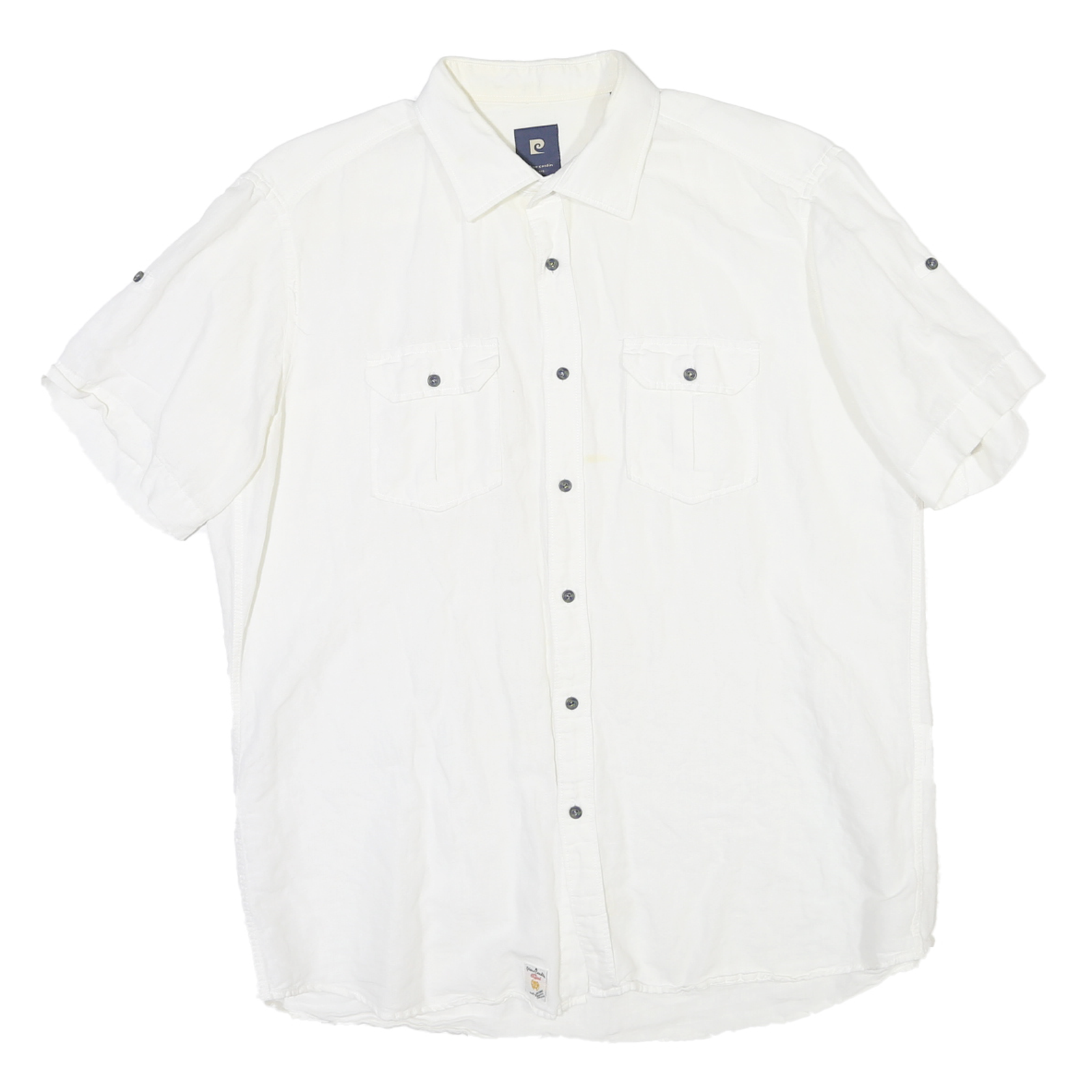 PIERRE CARDIN Mens White Plain Shirt L Cotton Blend Relaxed Fit Button Collar Refurbished - N/A refurbished available on Cerqular