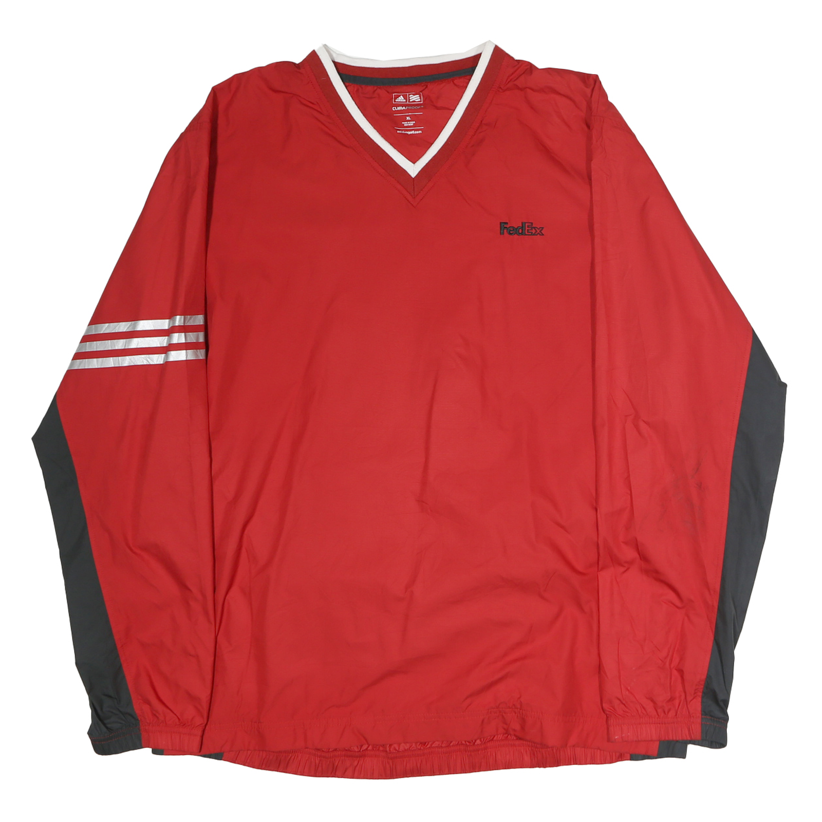 ADIDAS Mens Red & Grey V-Neck XL Sweatshirt Lightweight Long Sleeve Sportswear Refurbished - N/A refurbished available on Cerqular