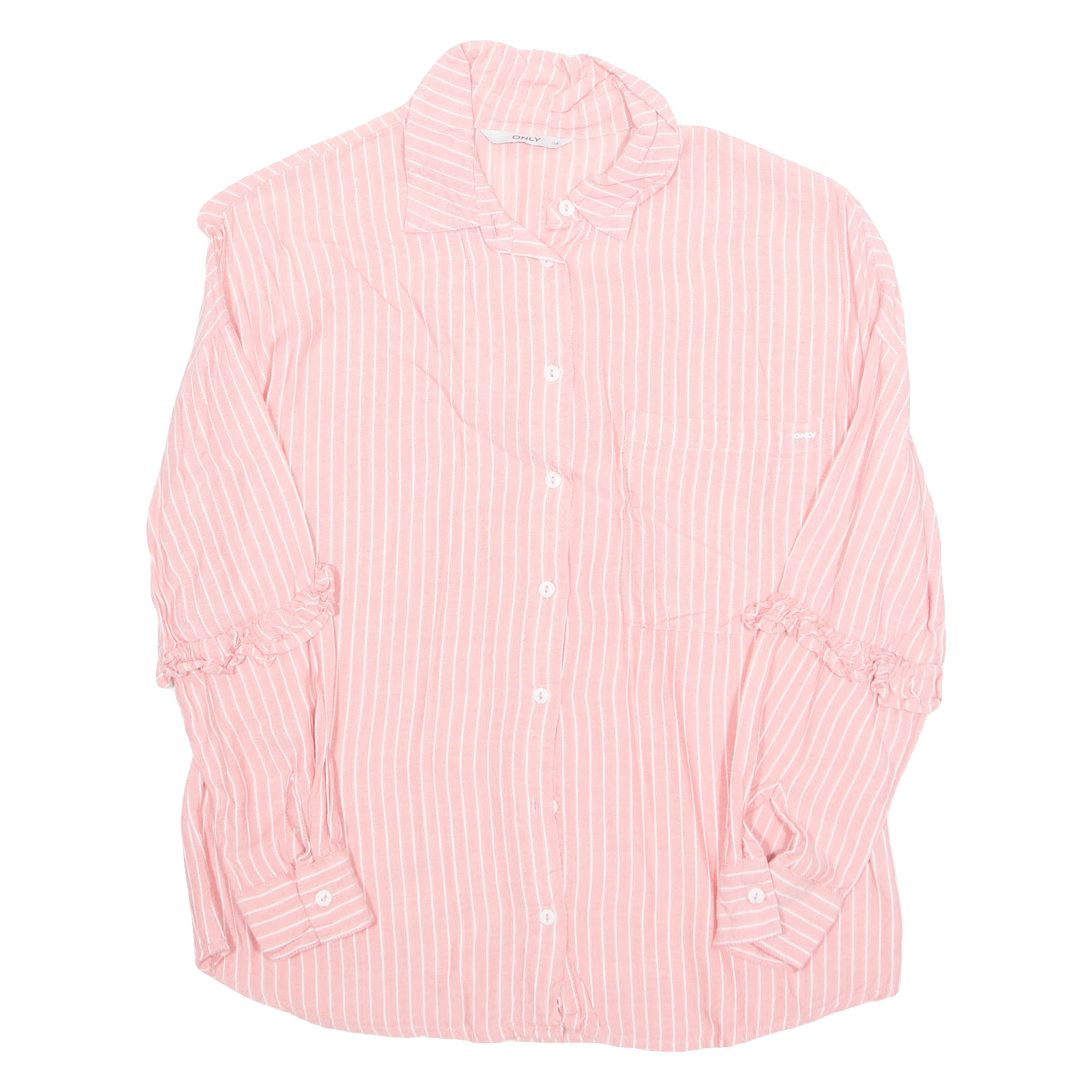 ONLY Womens Printed Shirt Pink Collared Long Sleeve Striped S Refurbished - N/A refurbished available on Cerqular